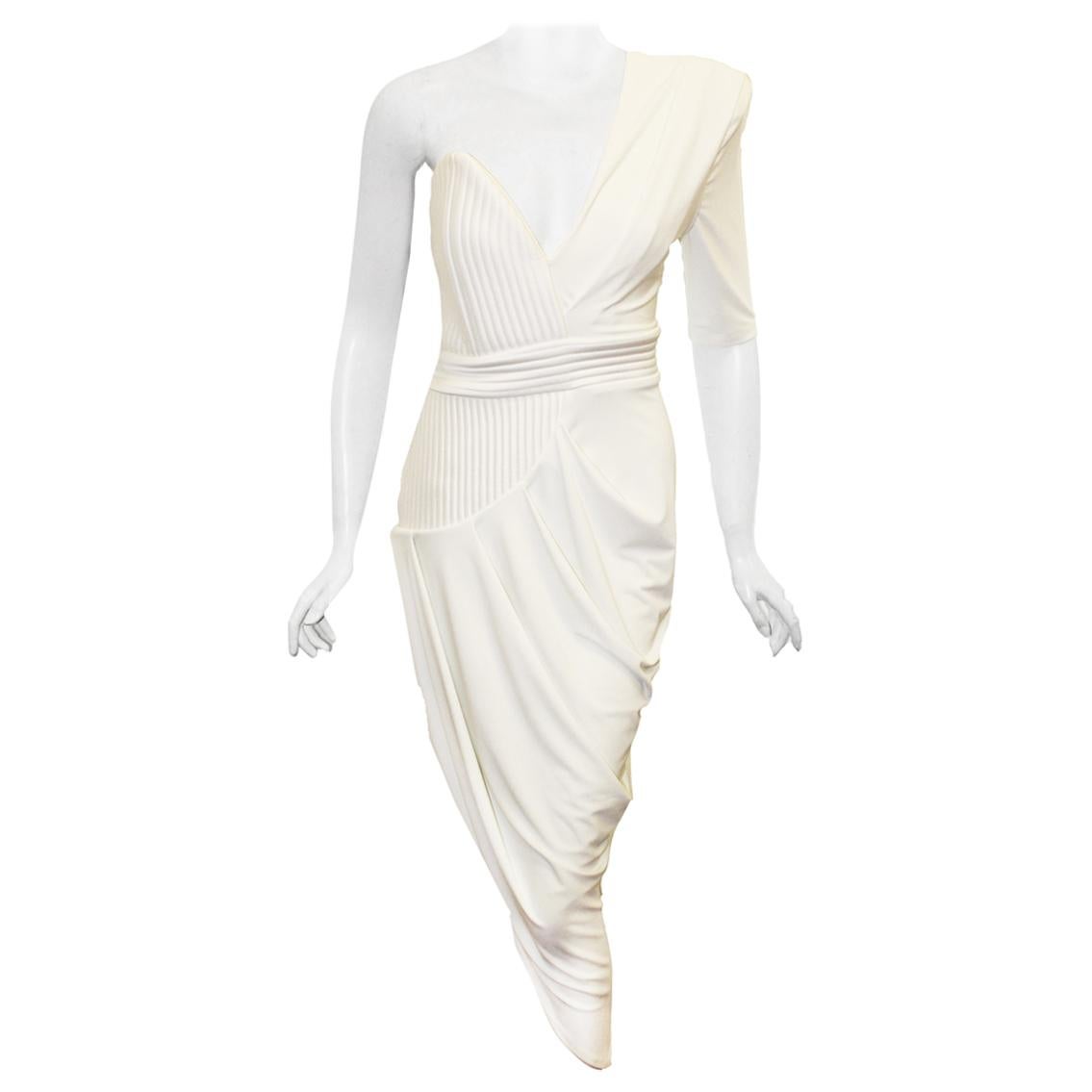Zhivago White One Shoulder Grecian Style Dress  For Sale