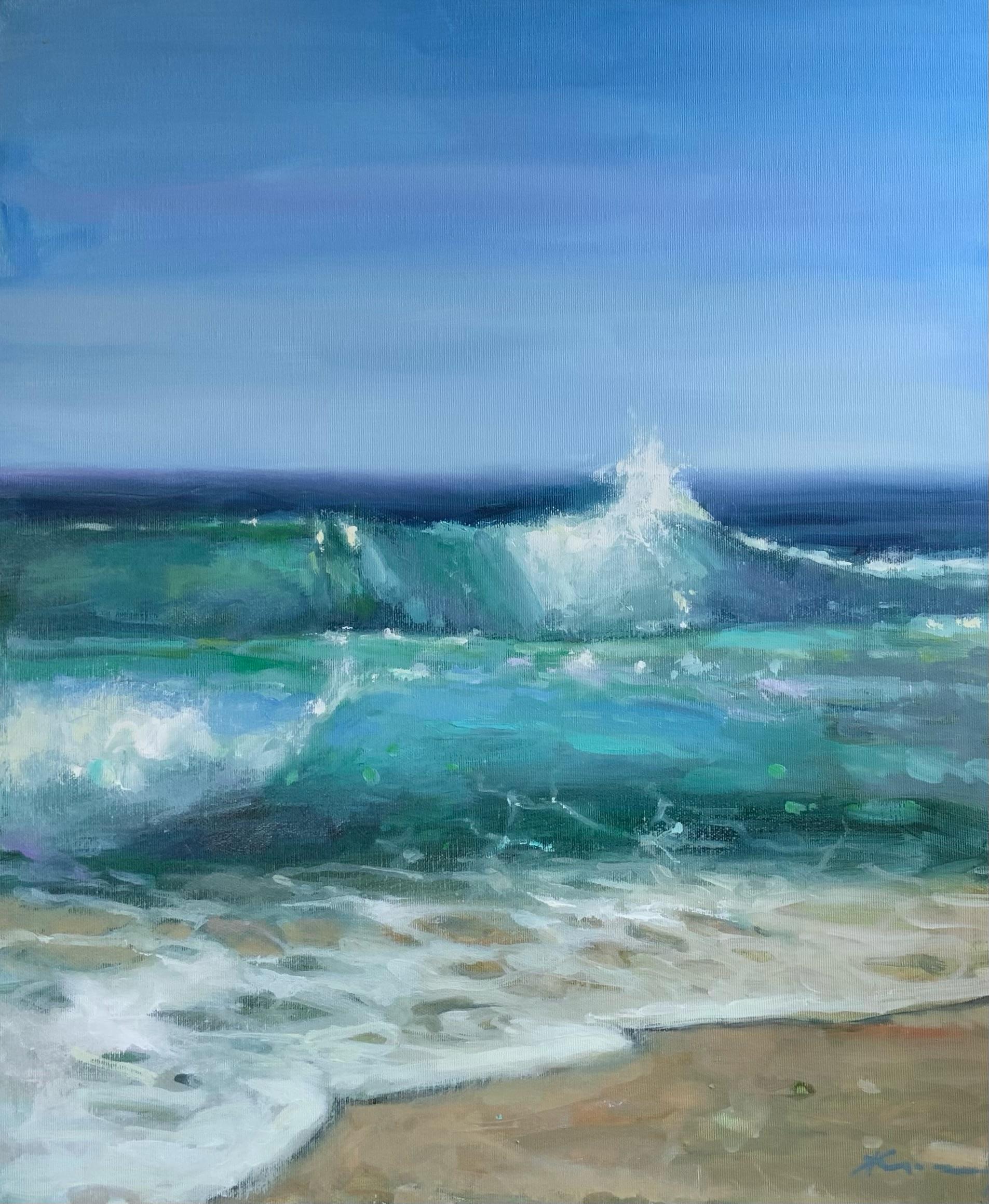 Landscape Painting de Zhivko Zheliazkov - Grecia - Pintura al Óleo Paisaje Gris Blanco Gris Rosa Azul