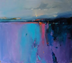 Sense - Abstract Oil Painting Colors Grey Lilac Black Pink Green Blue Brown