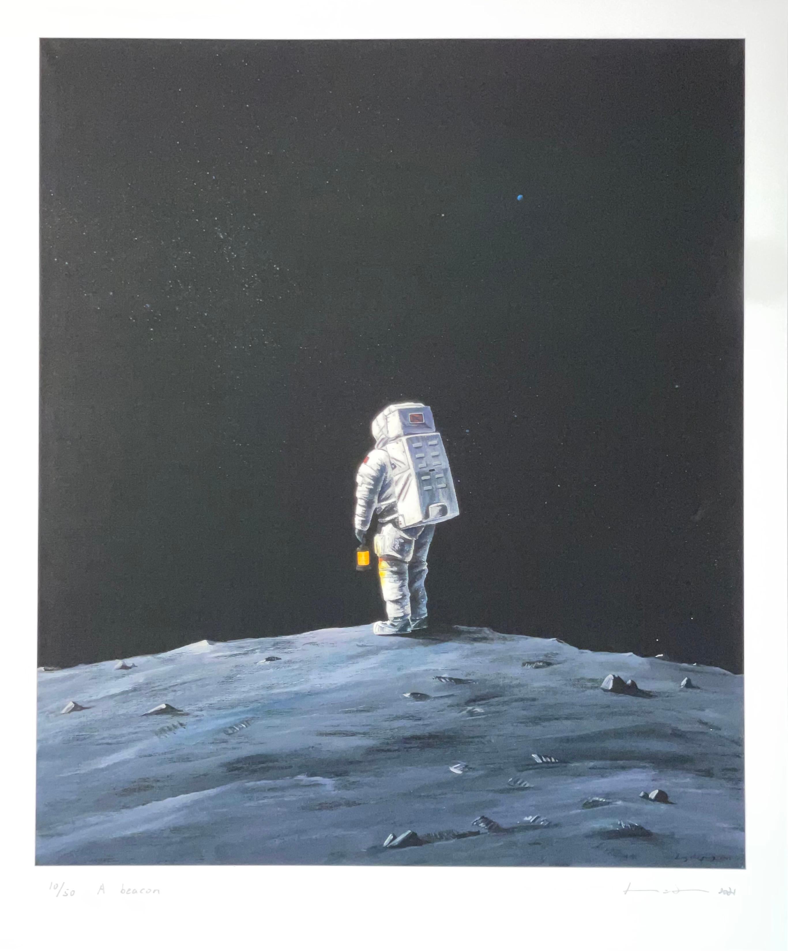 Print Zhiyong Jing - Série d'astronauts contemporains « A Beacon » de Jing Zhiyong