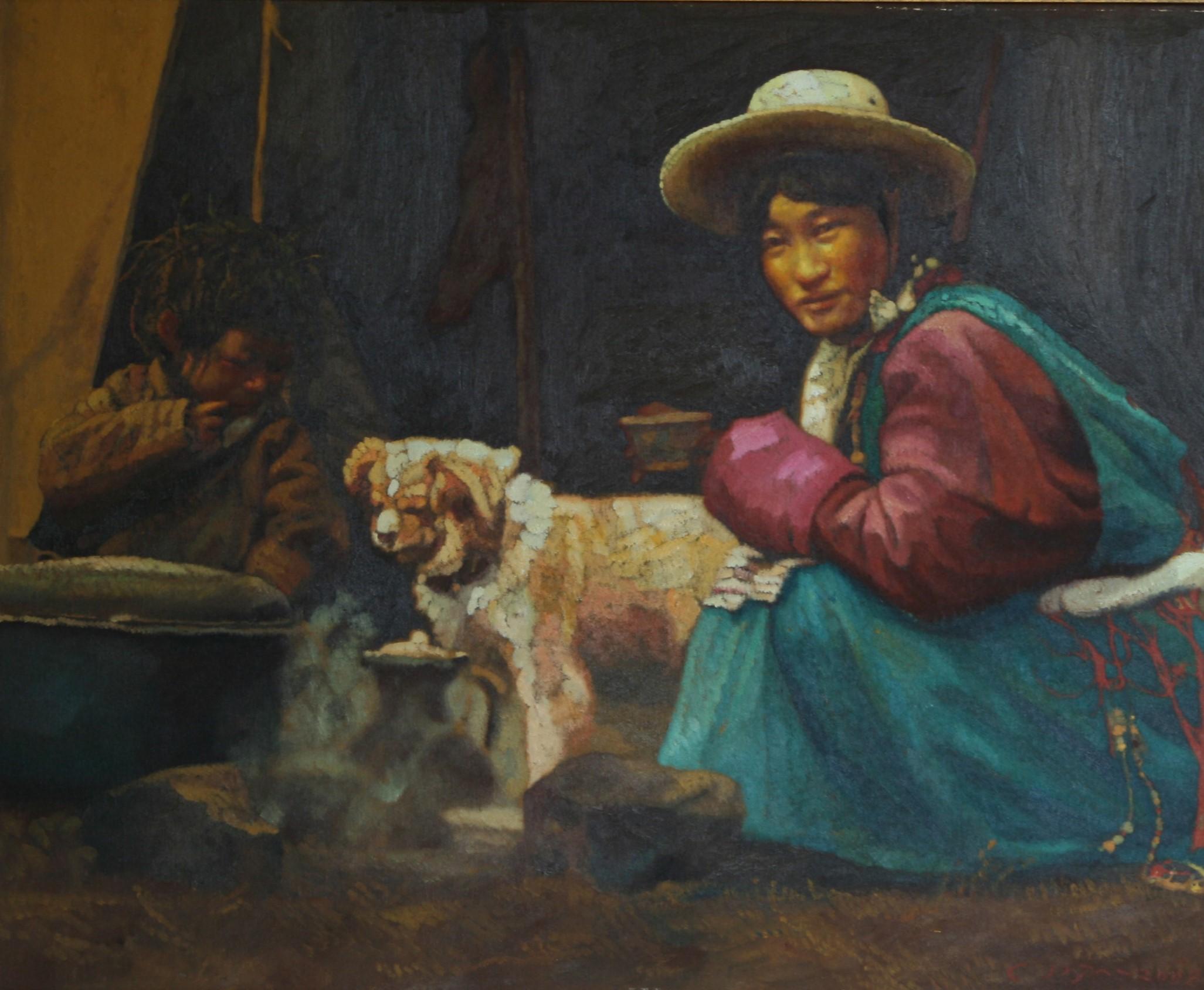 Tempo libero per la famiglia - Painting Moderno di Zhiyue Zheng