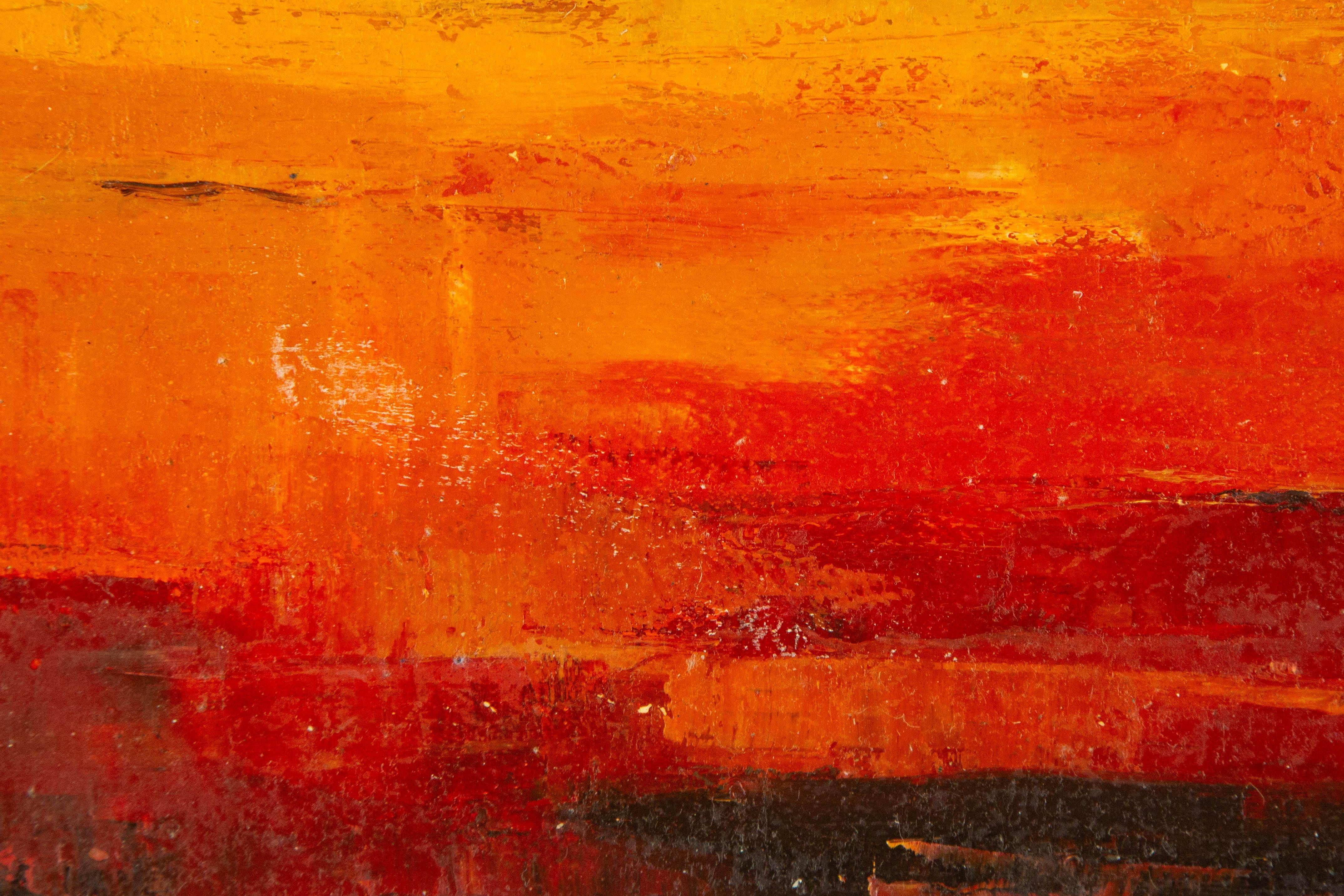 Zhizhi Cui Landschaft, Original, Ölgemälde auf Leinwand, „Oranges Land“ im Angebot 2