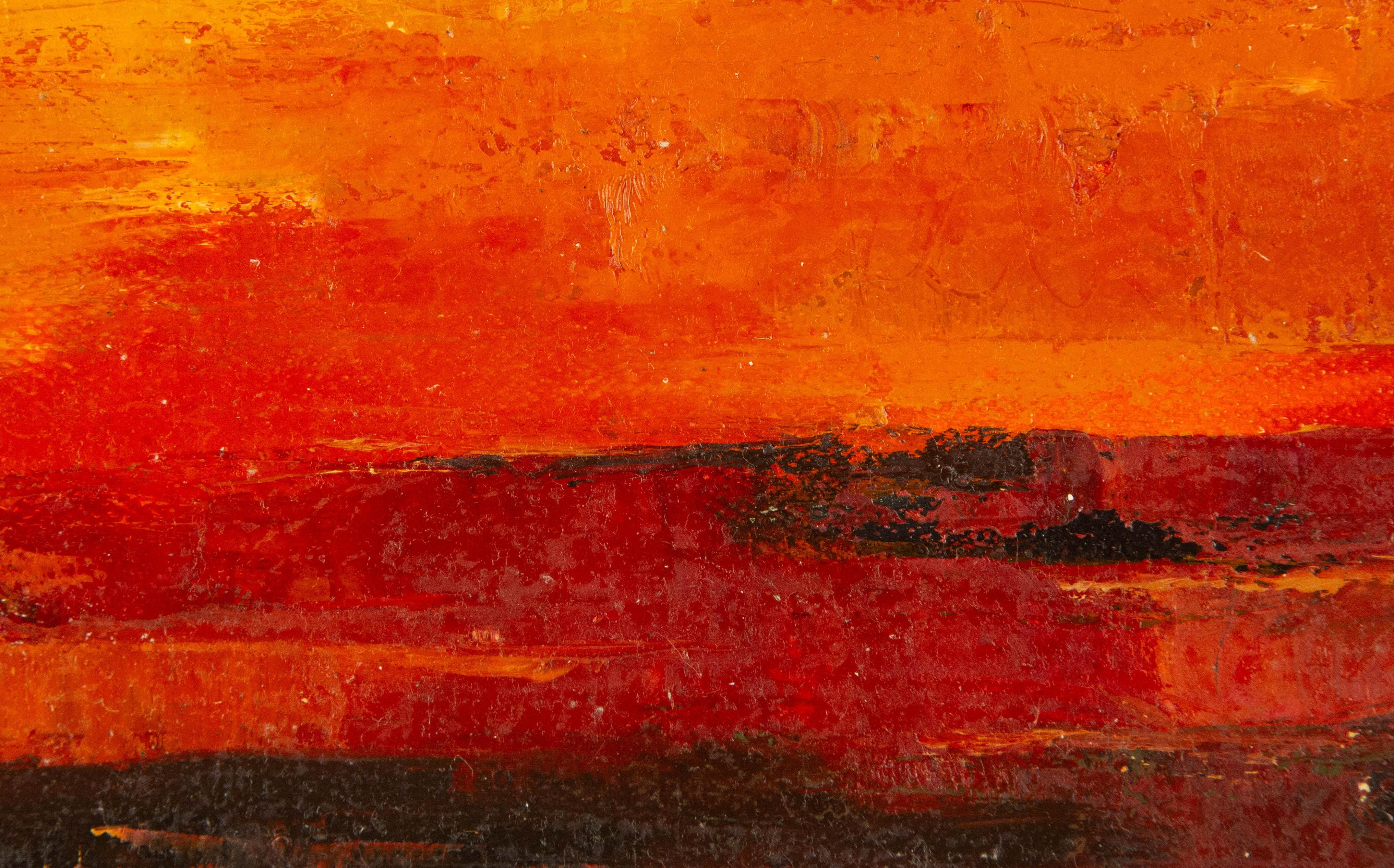 Zhizhi Cui Landschaft, Original, Ölgemälde auf Leinwand, „Oranges Land“ im Angebot 4