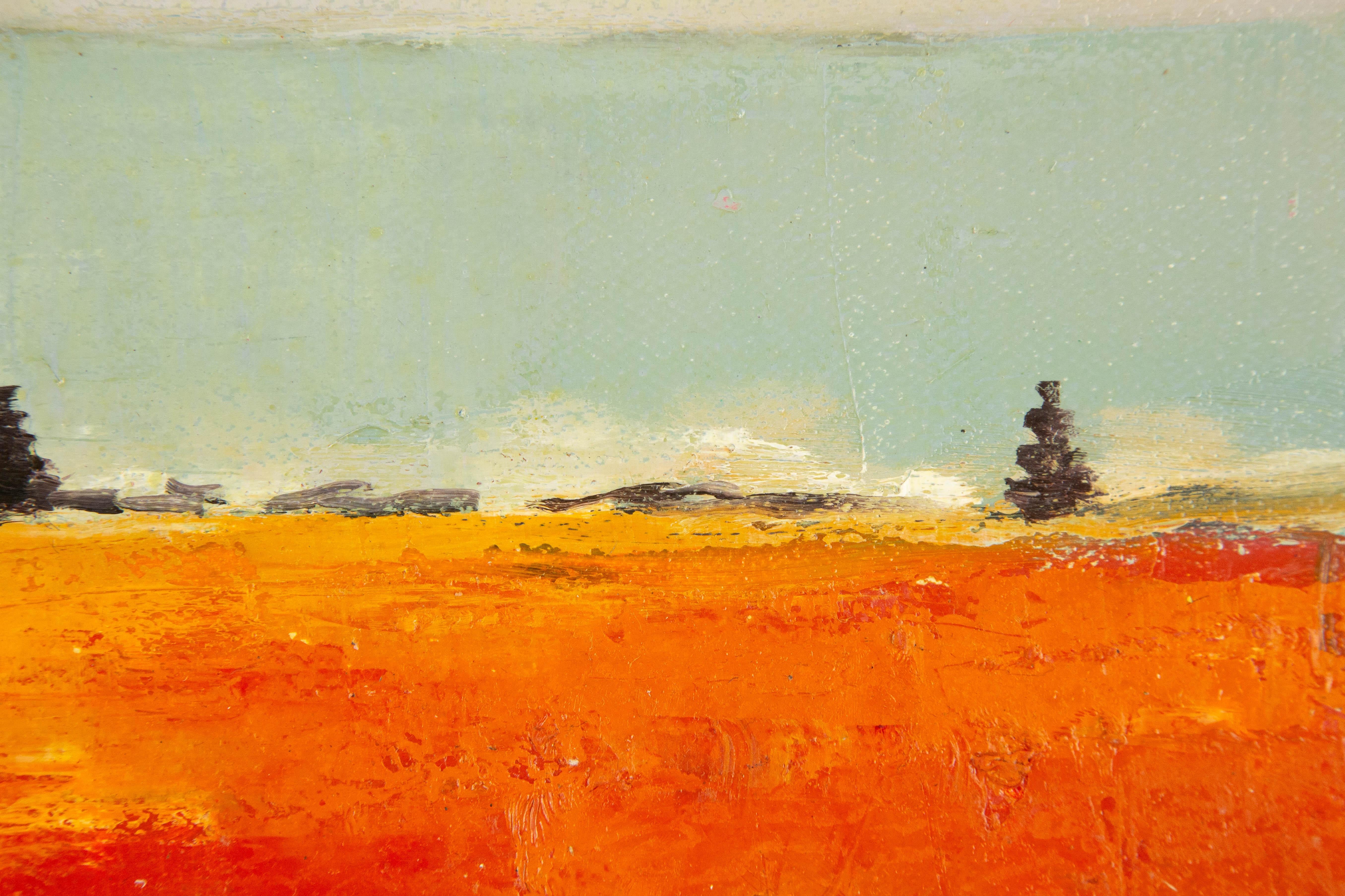 Zhizhi Cui Landschaft, Original, Ölgemälde auf Leinwand, „Oranges Land“ im Angebot 5