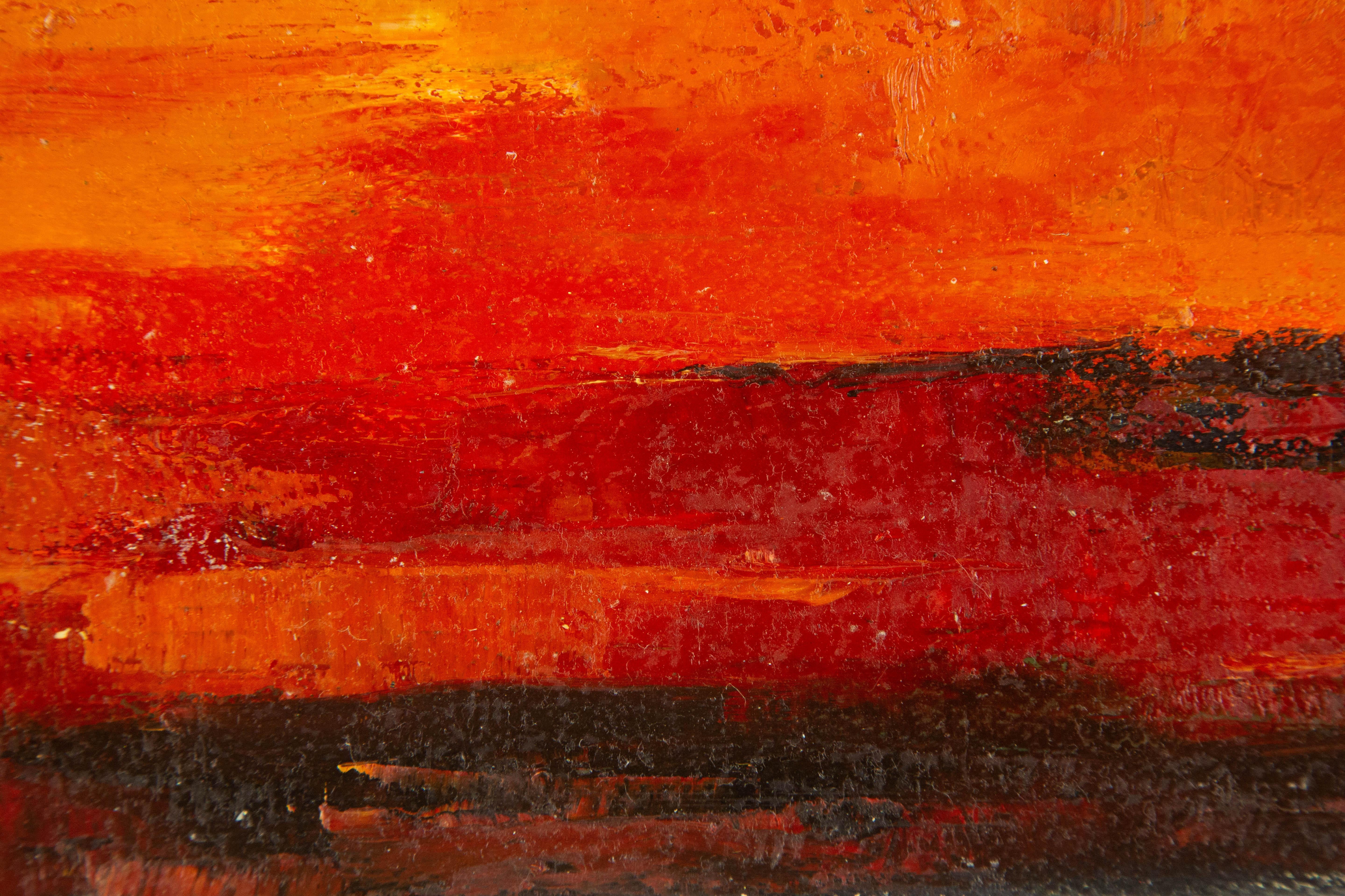 Zhizhi Cui Landschaft, Original, Ölgemälde auf Leinwand, „Oranges Land“ im Angebot 6