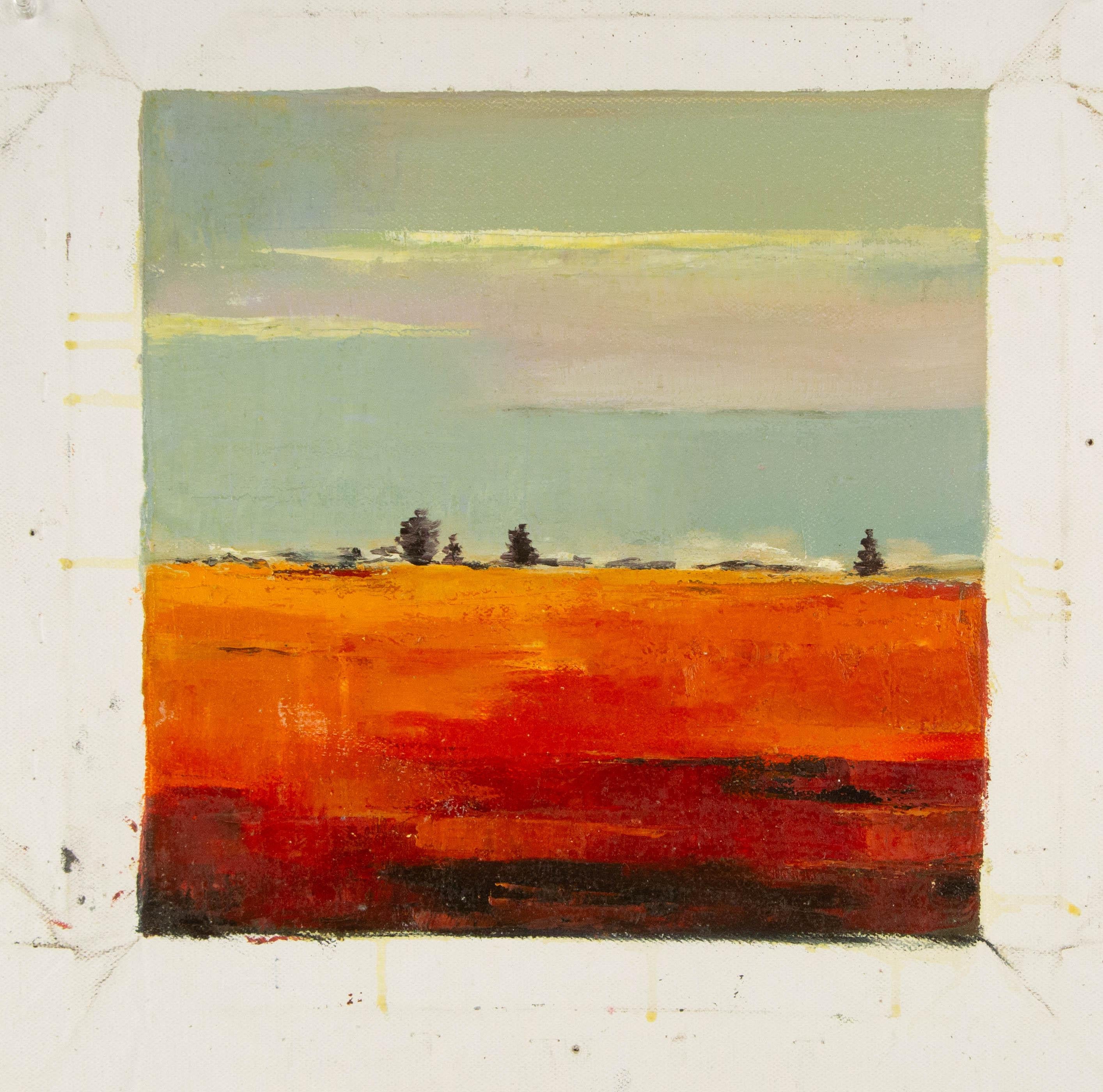 Zhizhi Cui Landschaft, Original, Ölgemälde auf Leinwand, „Oranges Land“ im Angebot 7