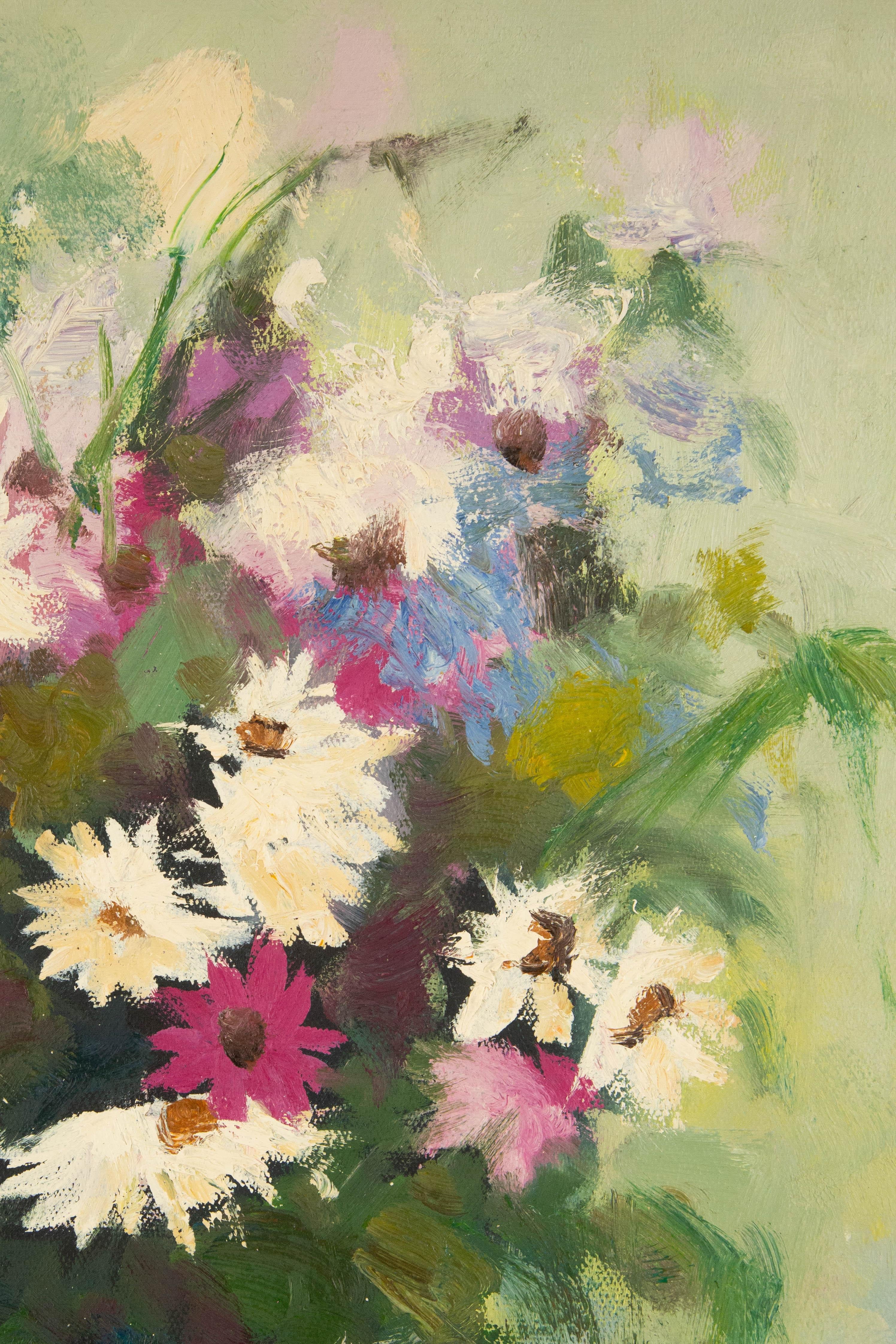 Zhongren Wang Óleo Floral Original Sobre Lienzo 