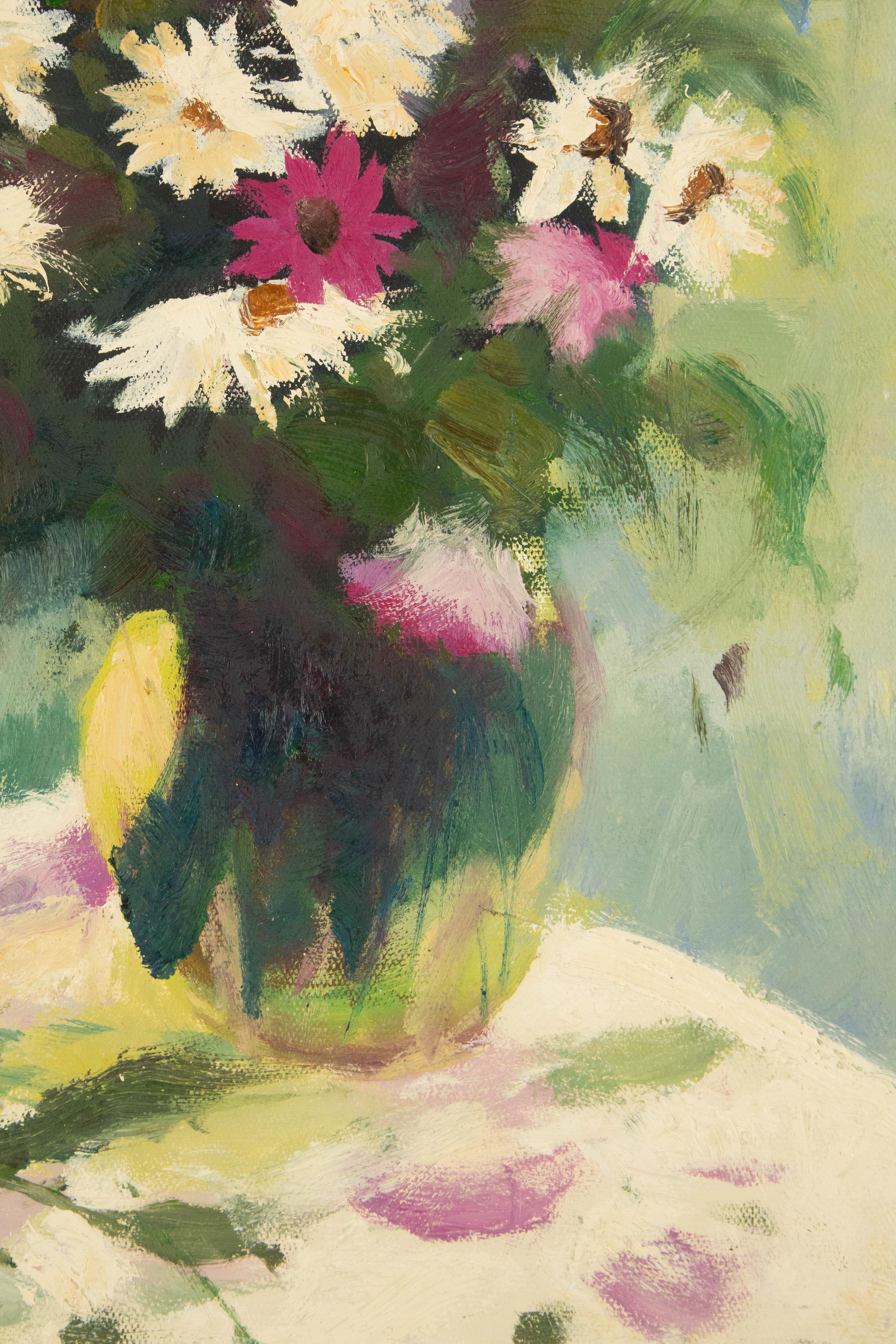 Zhongren Wang Óleo Floral Original Sobre Lienzo 