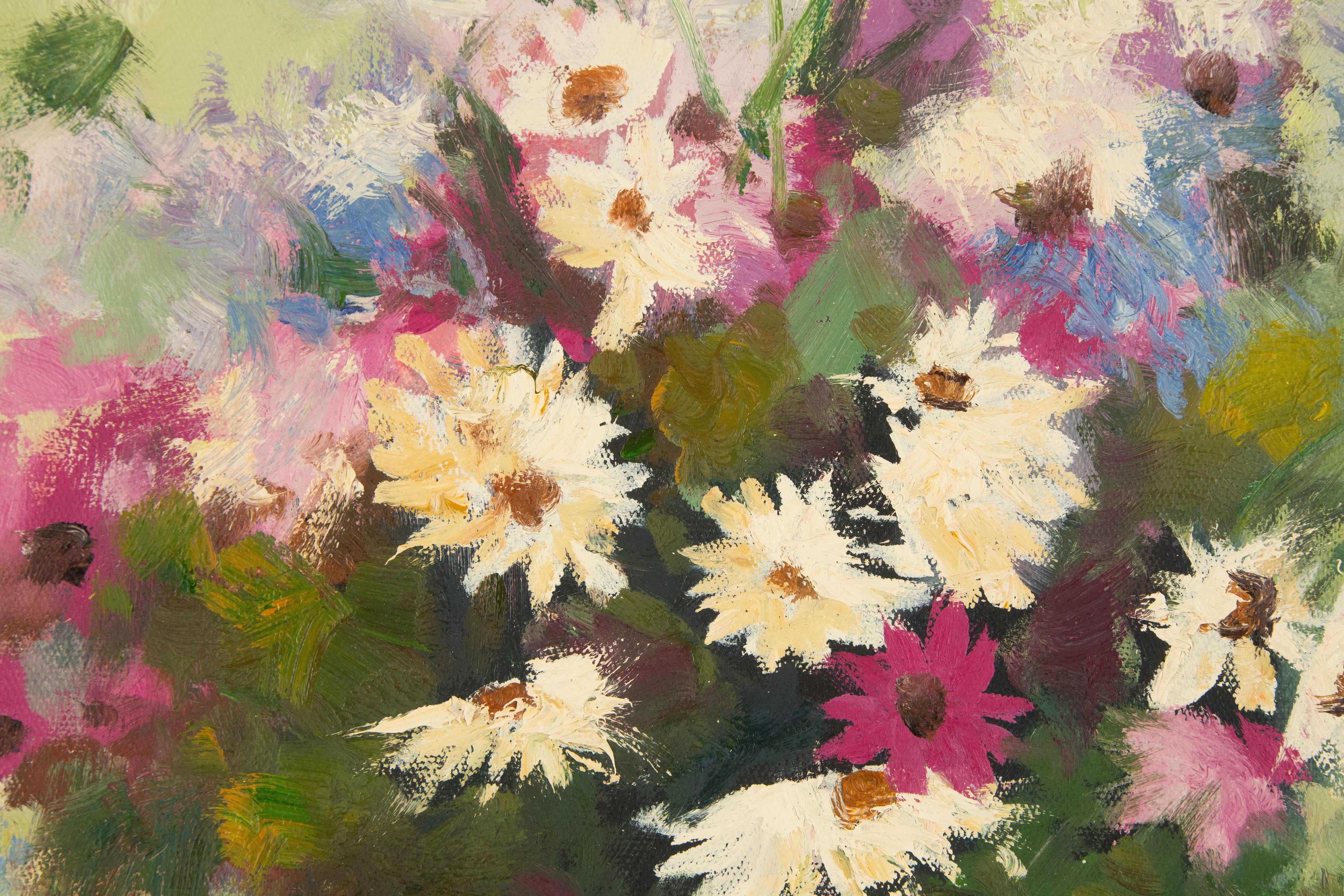 Zhongren Wang Óleo Floral Original Sobre Lienzo 