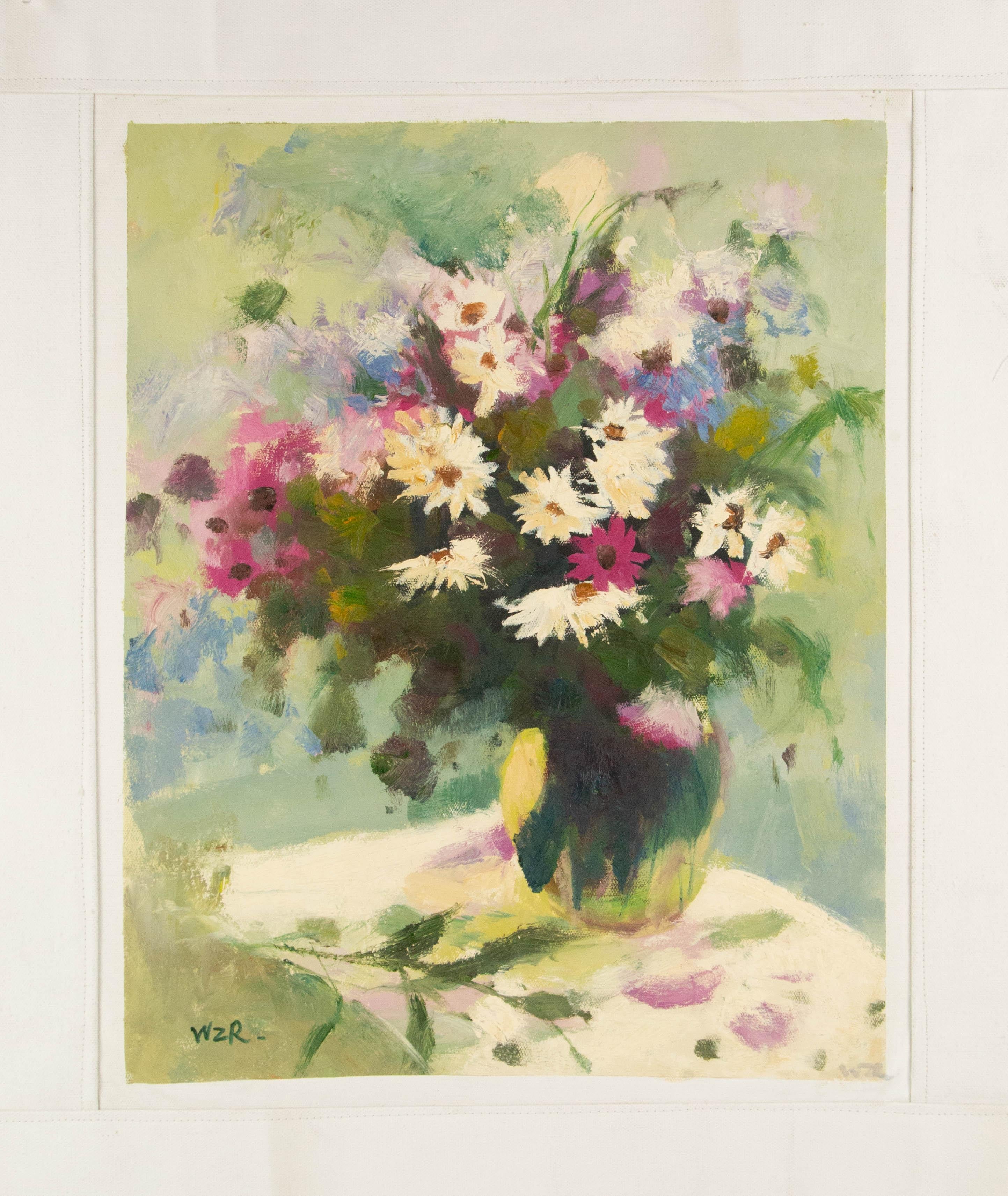 Zhongren Wang Óleo Floral Original Sobre Lienzo 
