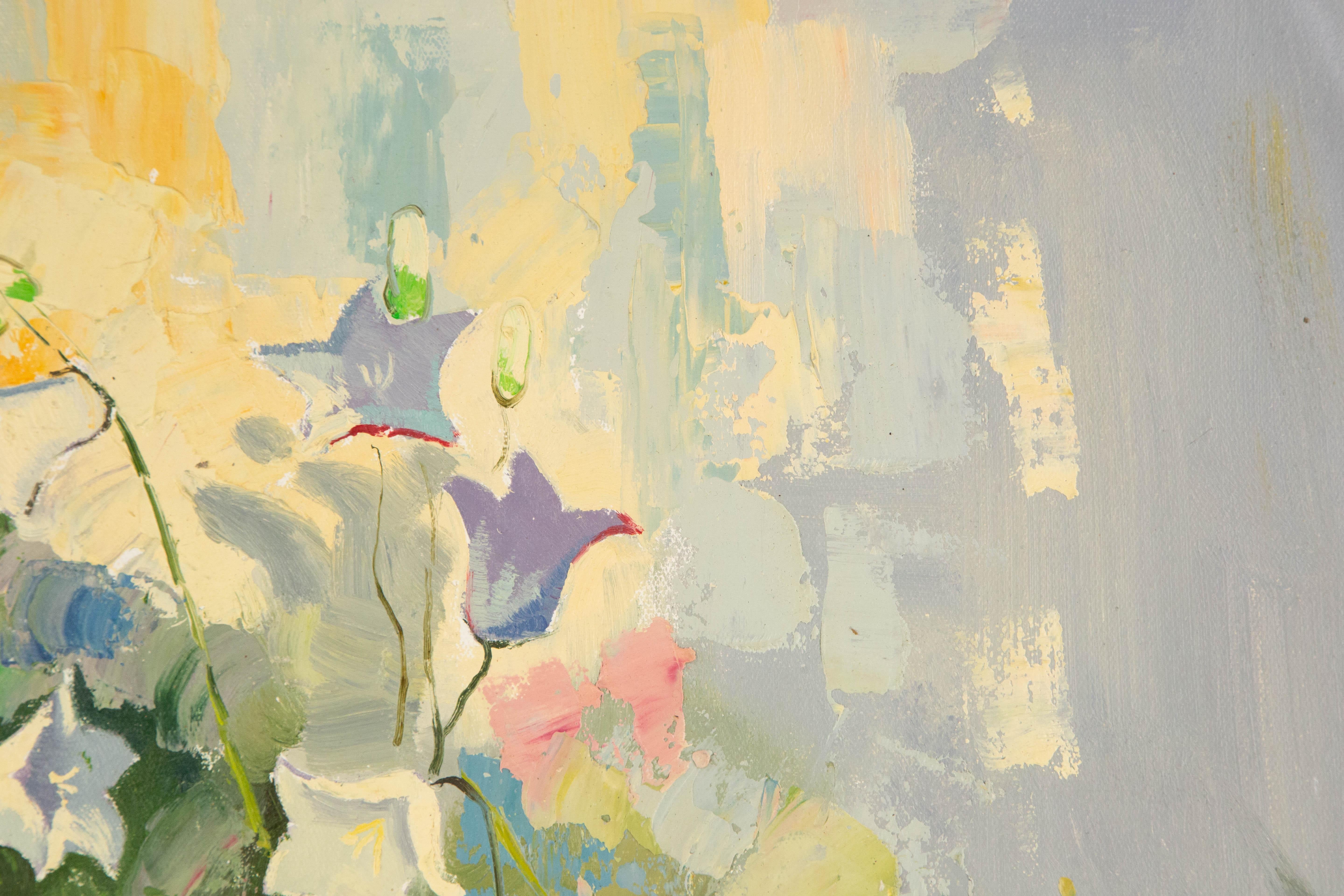 Zhongren Wang, Blumengemälde, Original, Öl auf Leinwand, „Petunia Serie I“, Zhongren Wang im Angebot 3