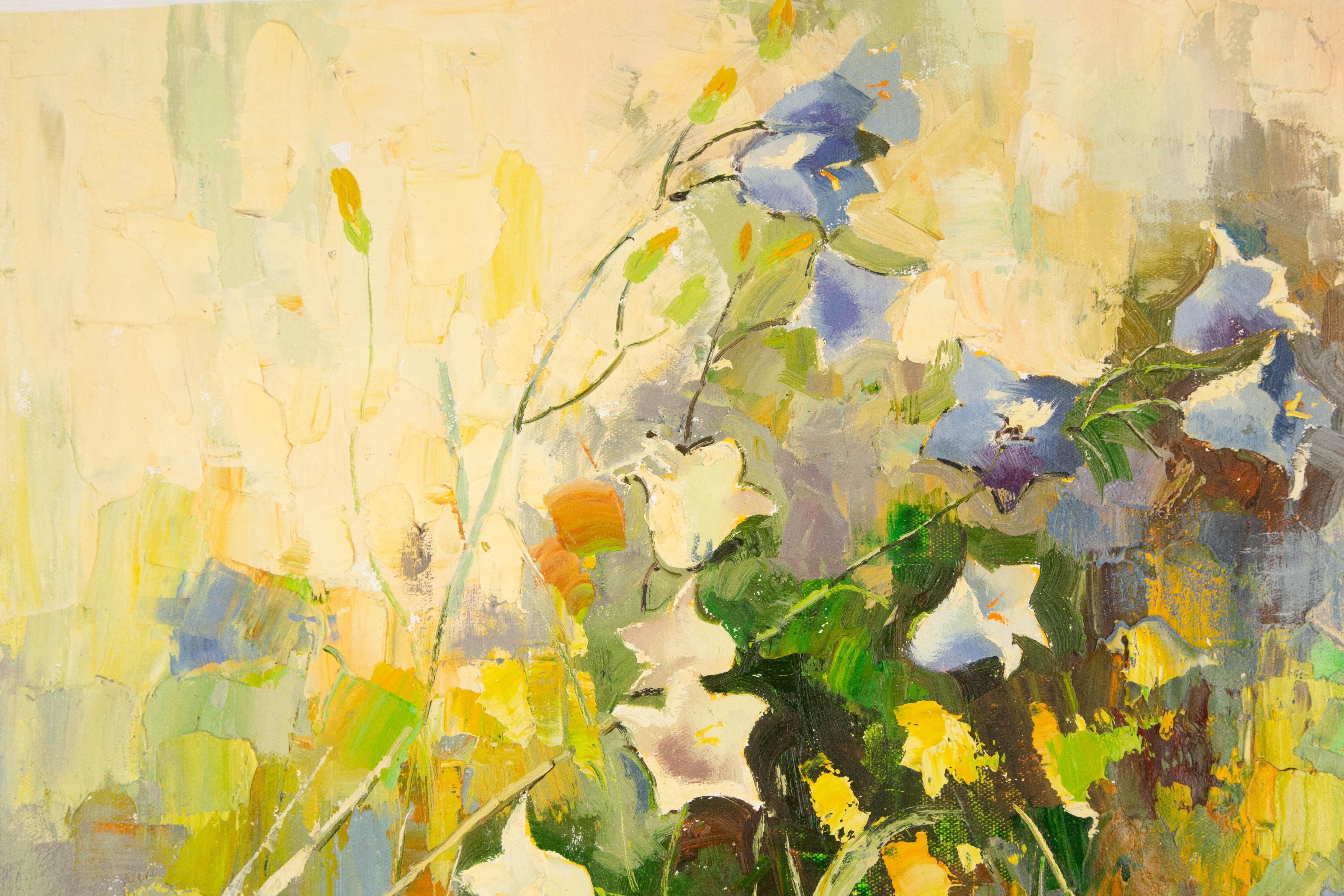 Zhongren Wang, Blumengemälde, Original, Öl auf Leinwand, „Petunia Serie III“, Zhongren Wang im Angebot 1