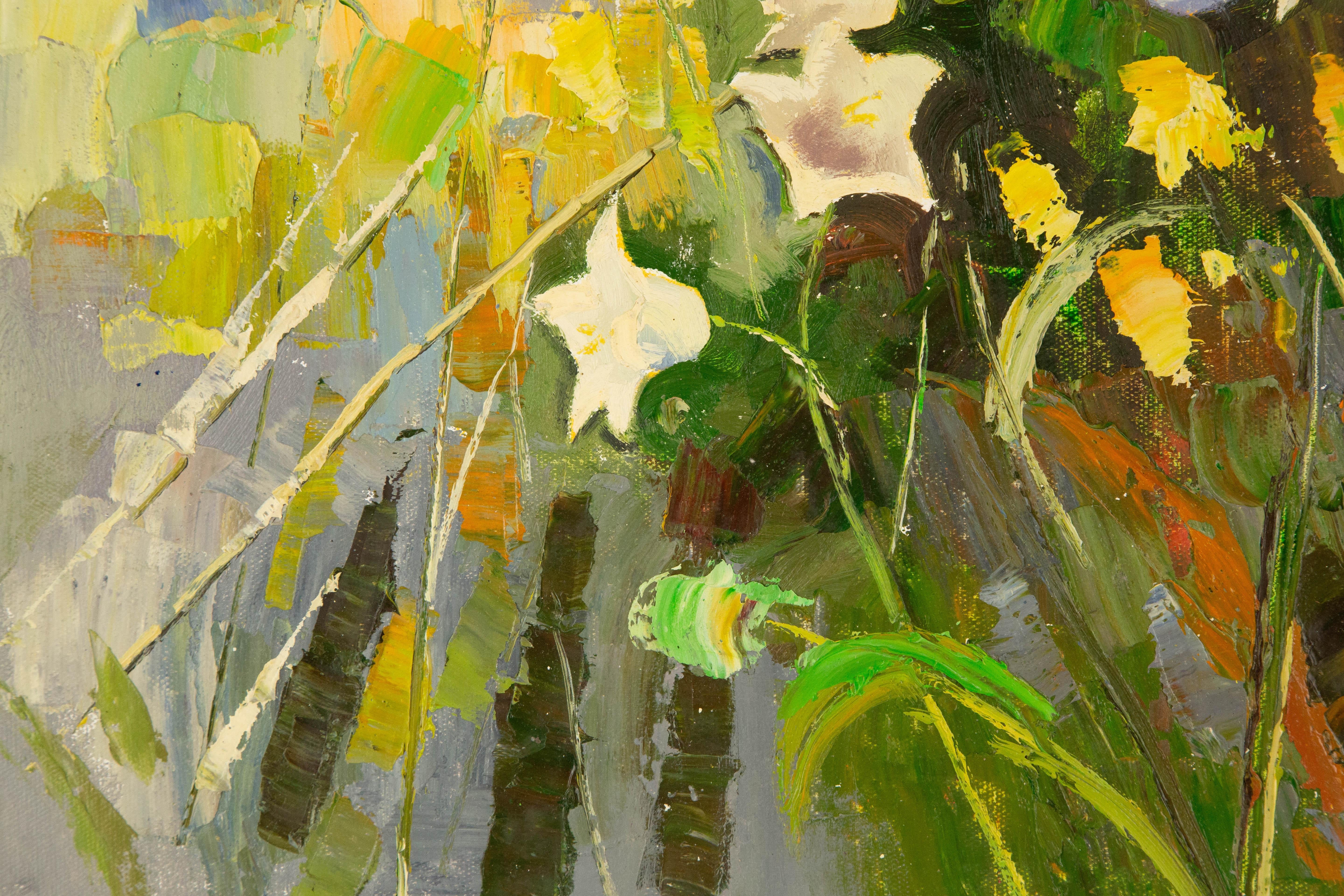 Zhongren Wang, Blumengemälde, Original, Öl auf Leinwand, „Petunia Serie III“, Zhongren Wang im Angebot 2