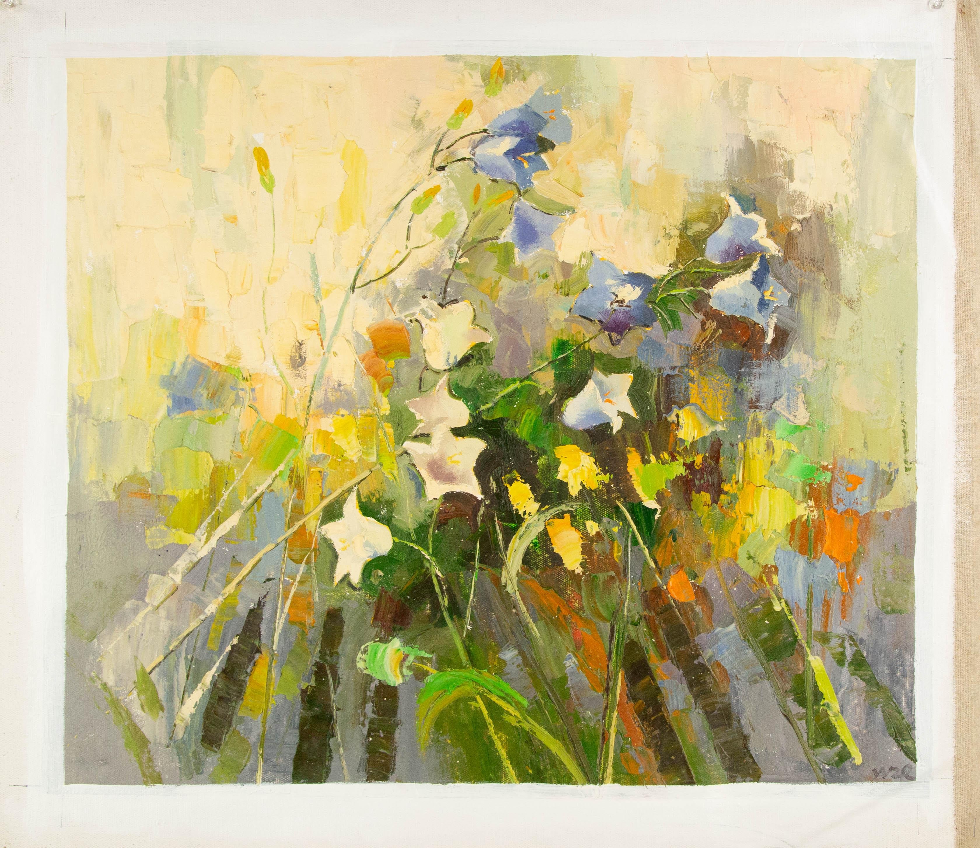 Zhongren Wang, Blumengemälde, Original, Öl auf Leinwand, „Petunia Serie III“, Zhongren Wang im Angebot 8
