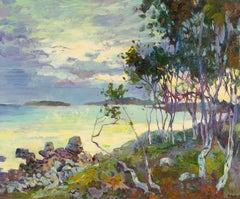 Huile sur toile originale de paysage de Zhongren Wang « Forêt de bouleau »