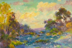 Zhongren Wang Landscape Original Oil On Canvas "Colorful Fields"