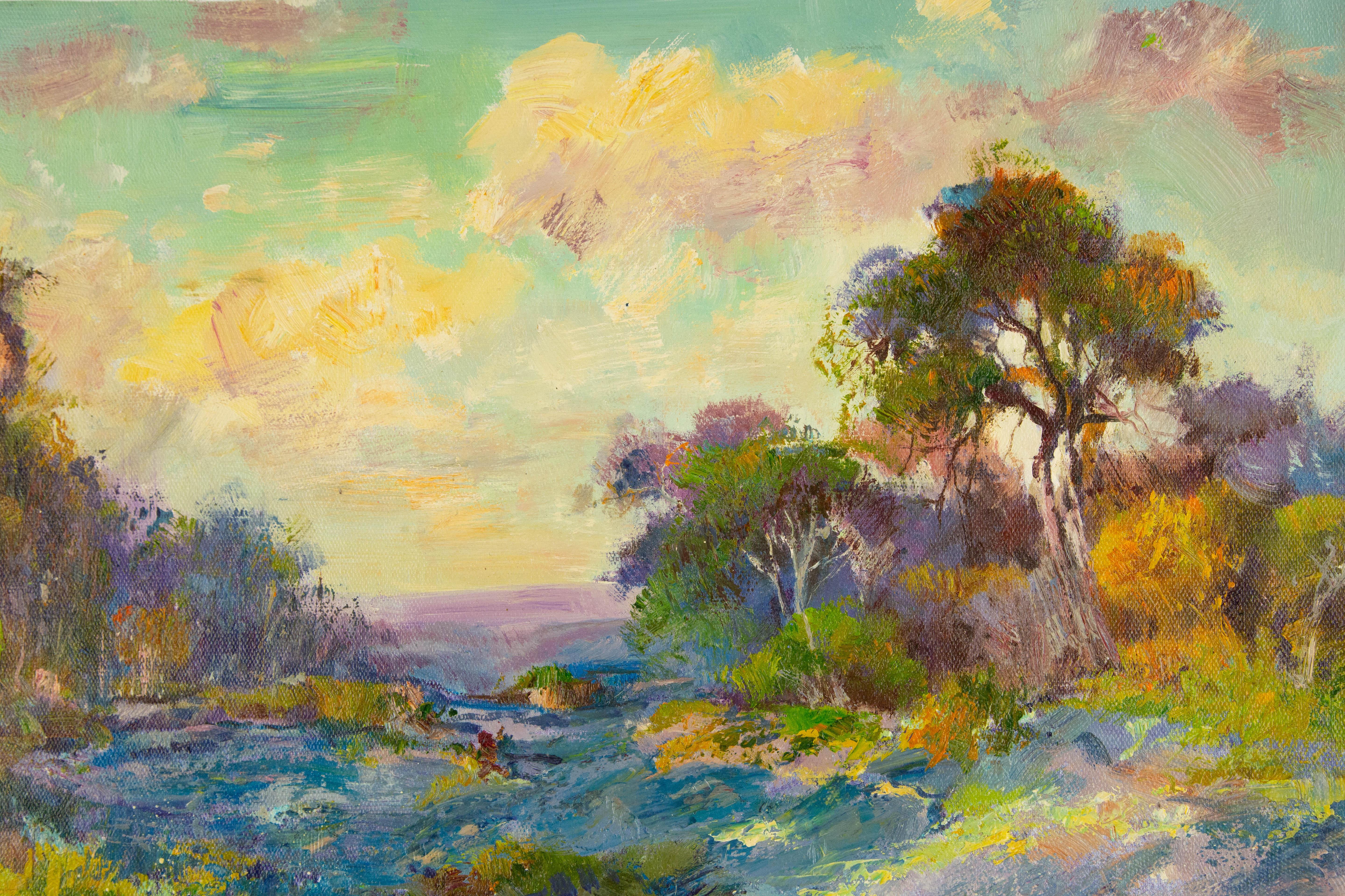 Zhongren Wang Landscape Original Oil On Canvas 