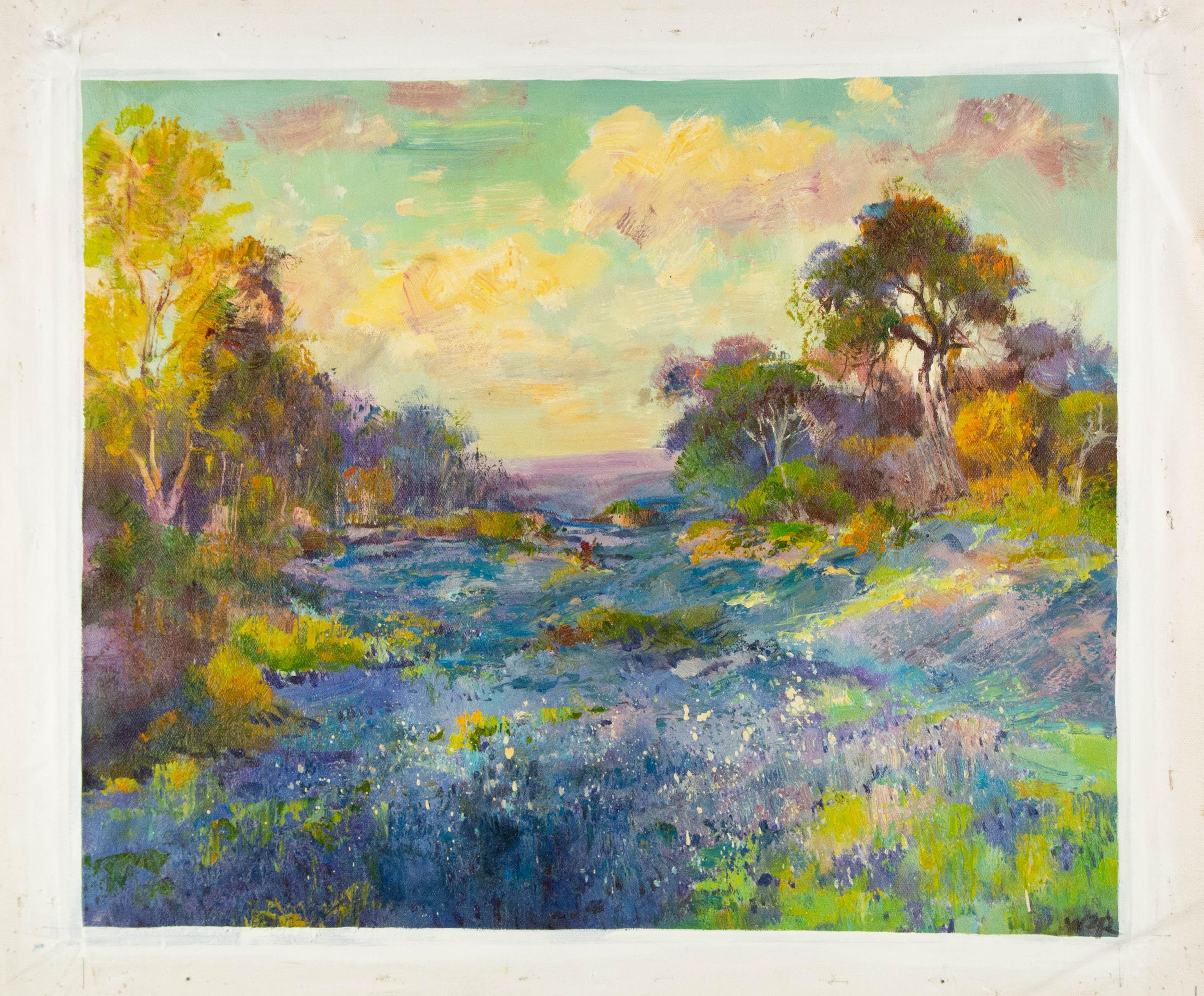 Zhongren Wang Landscape Original Oil On Canvas 