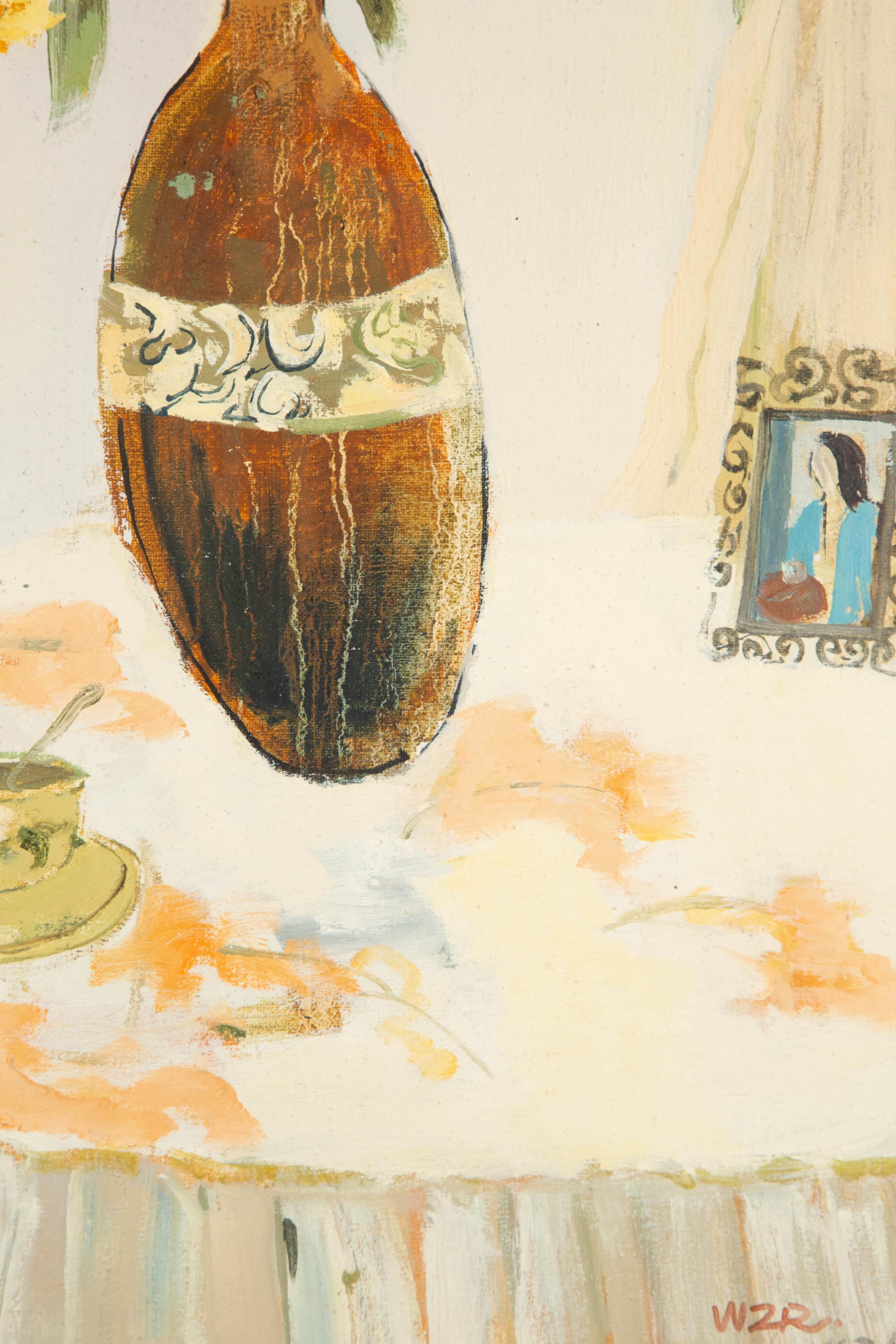 Zhongren Wang Still Life Original Oil On Canvas 
