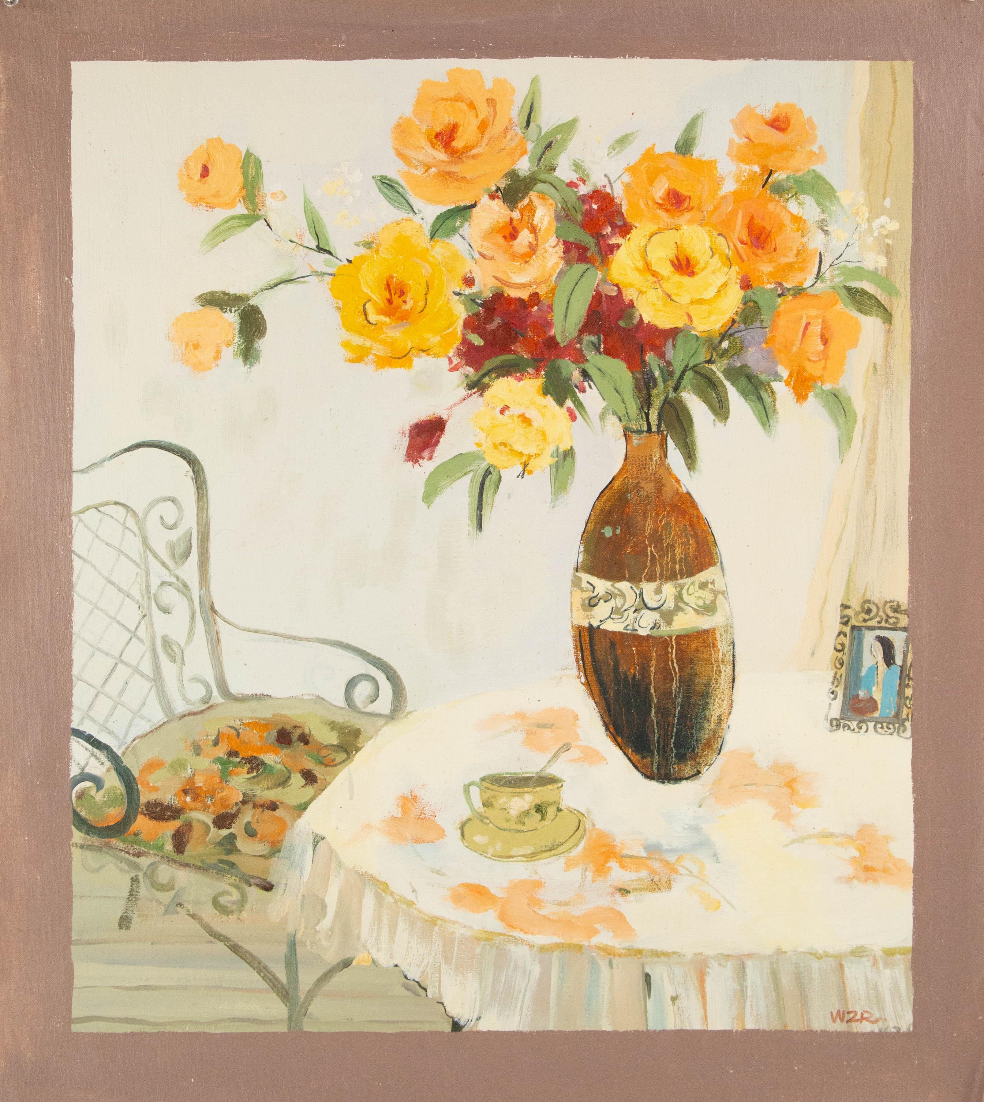 Zhongren Wang Still Life Original Oil On Canvas 