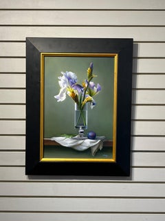 Zhou Yu, "Perfection", 20x14 Purple Iris Still Life Oil Painting