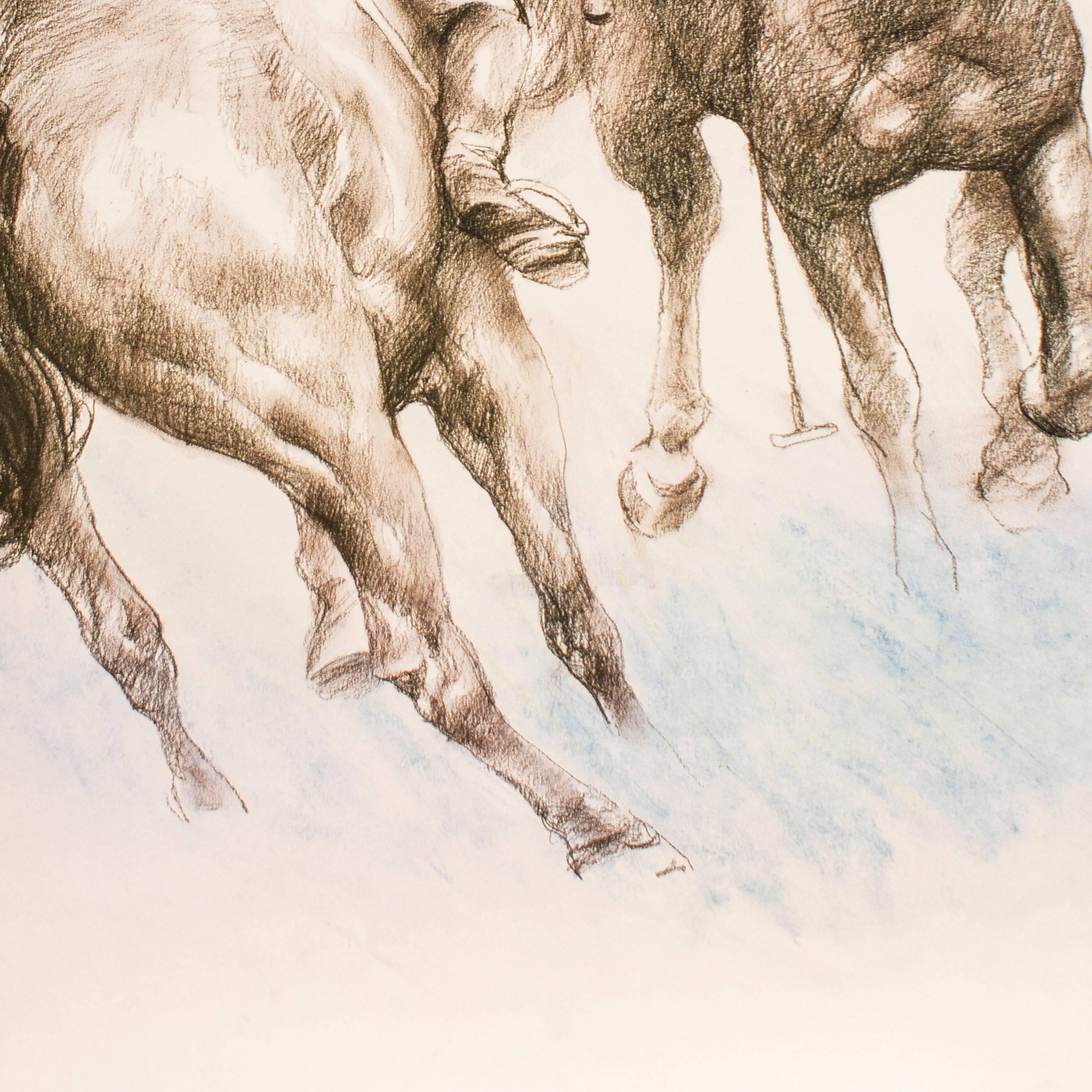 Ecuestre - Litografía original de Zho Zhiwei - 2008 - Animal Print Beige de Zhou Zhiwei