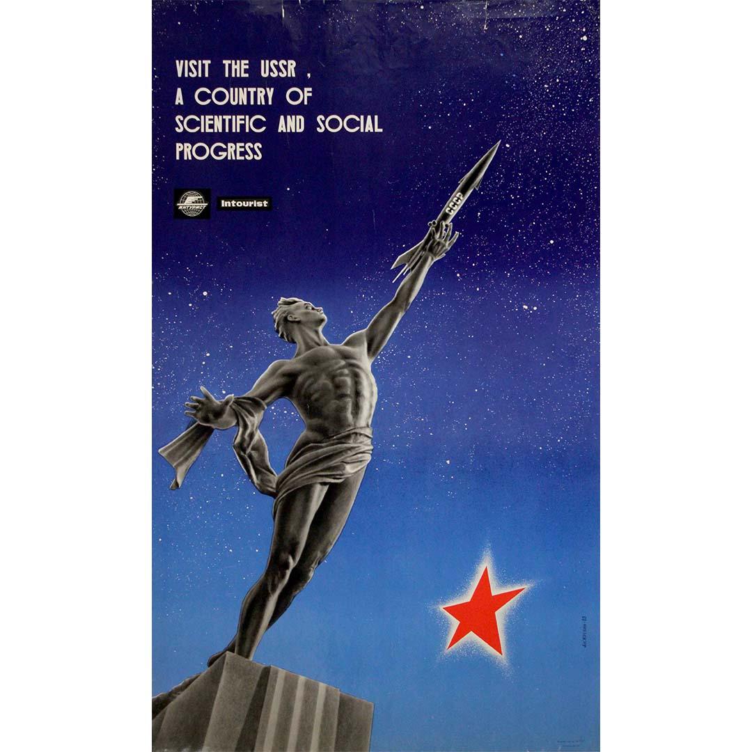 Affiche soviétique originale de 1963 par An. Zhrebin - Intourist Visitez l'URSS
