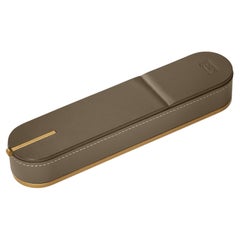 Zhuang Desk, Pen Holder Case in Saddle Leather Tortora Colour