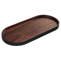 Zhuang, Oval Tray in Saddle Extra Leather Carbon