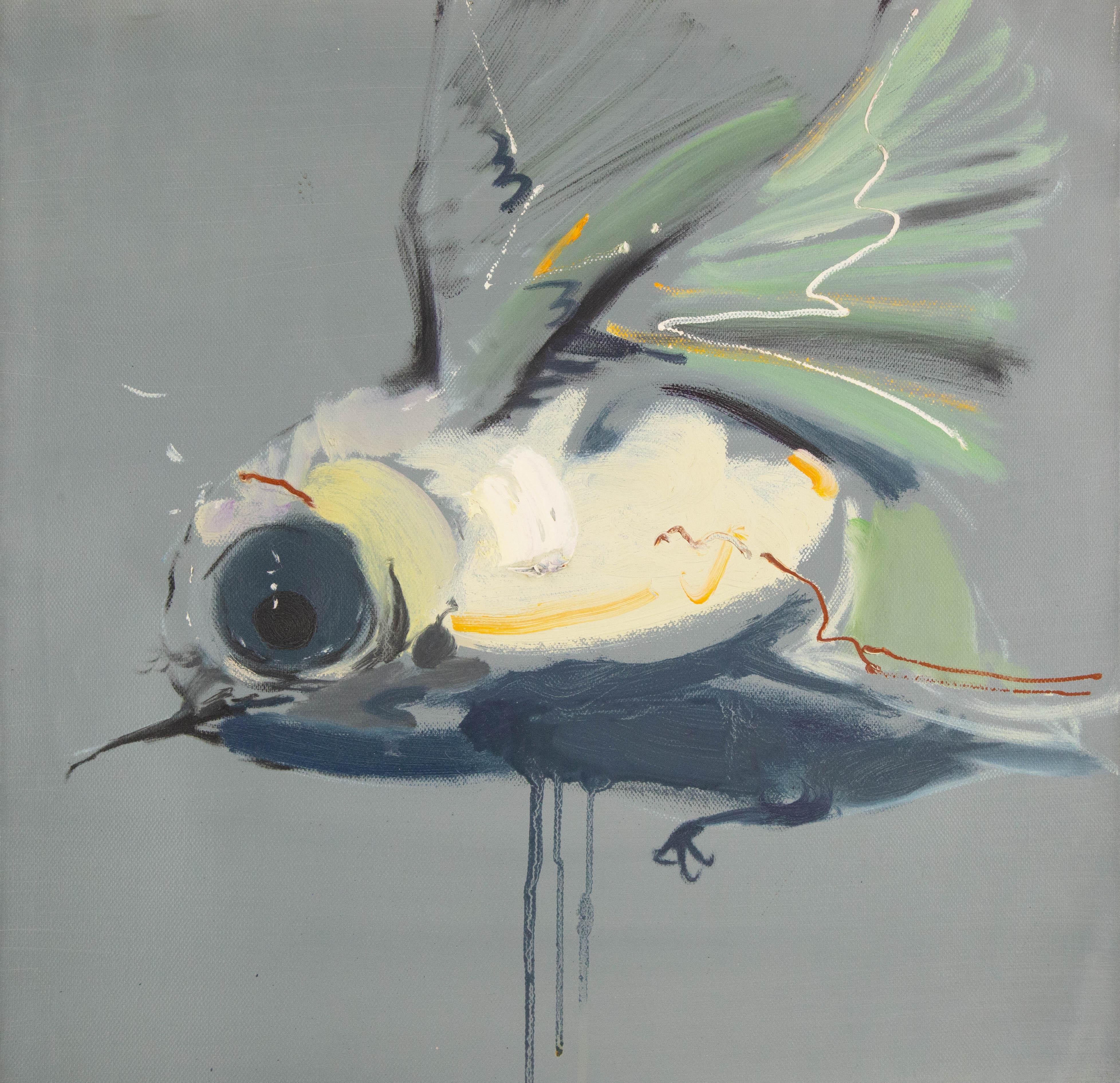 Huile sur toile originale d'un animal, Bird II, de Zhuo Ii