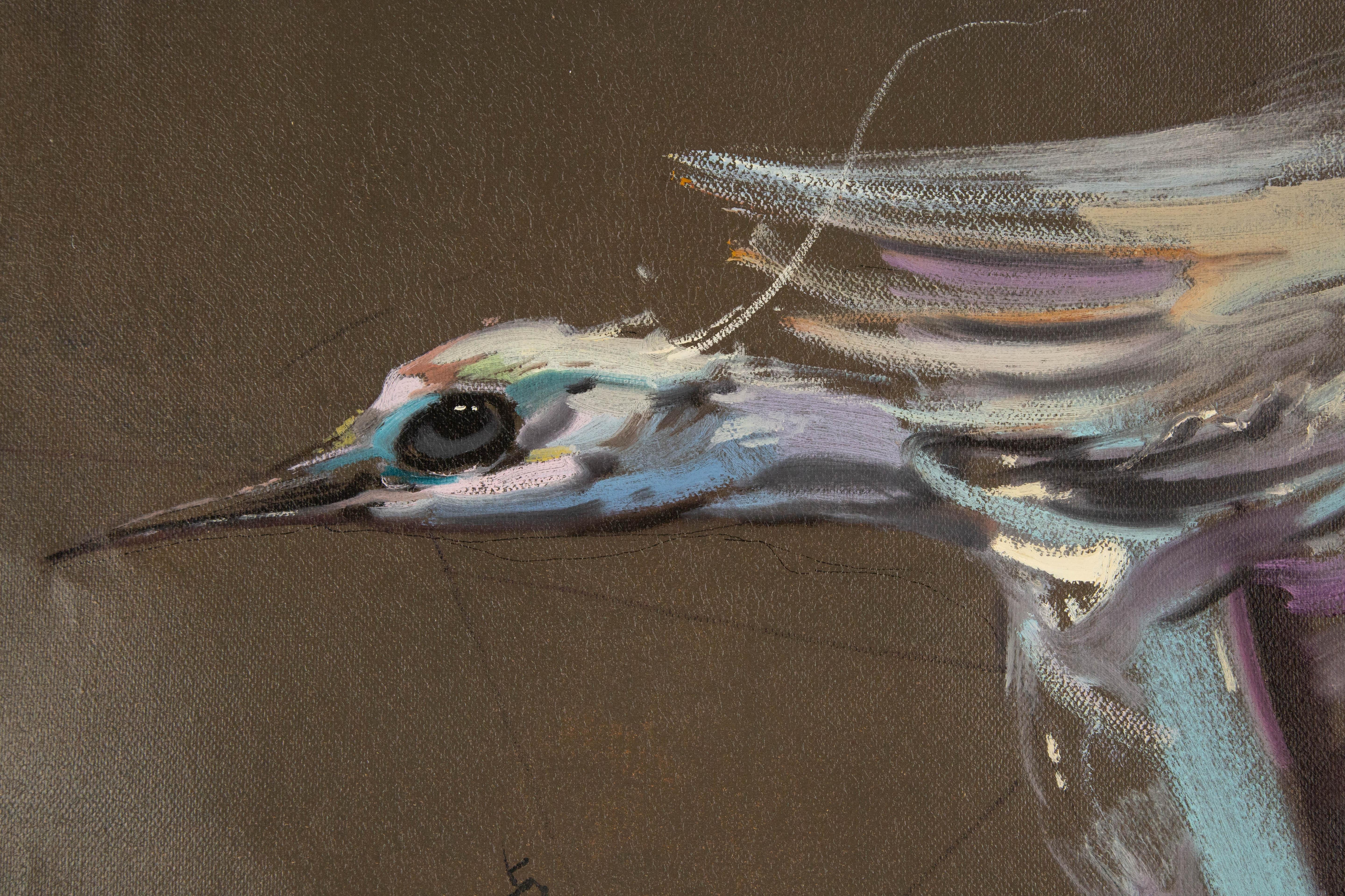 Zhuo Ii Tier Original Ölgemälde auf Leinwand „ Vogel – Bewegung“ im Angebot 1