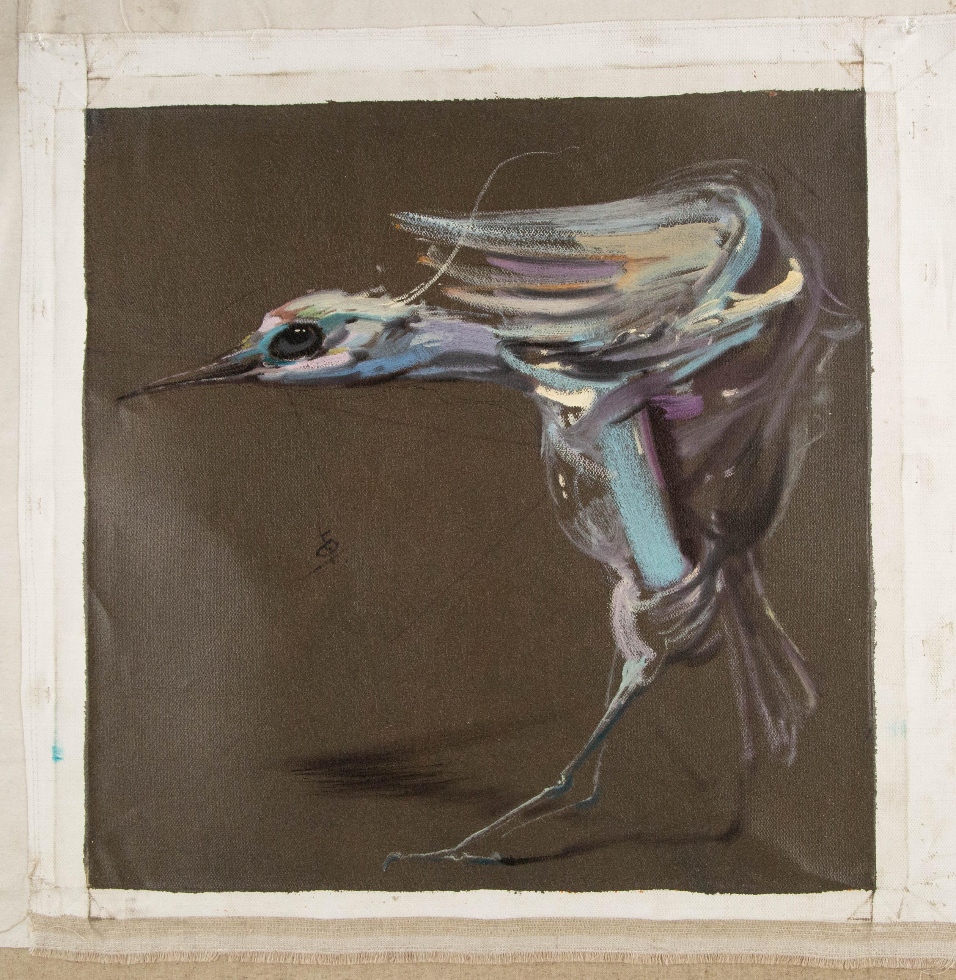 Zhuo Ii Tier Original Ölgemälde auf Leinwand „ Vogel – Bewegung“ im Angebot 8