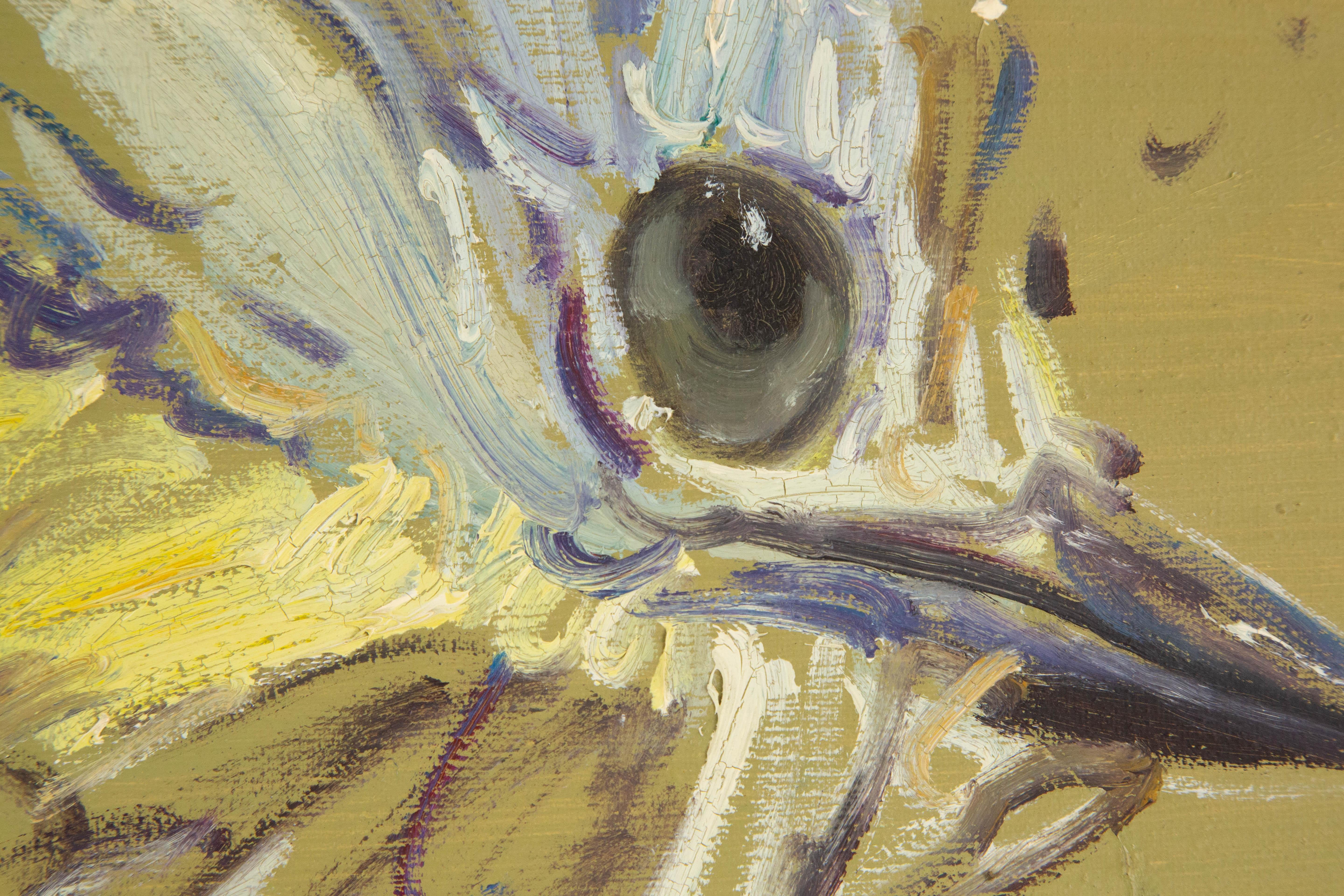 Zhuo Ii Tier Original Ölgemälde auf Leinwand „ Vogel – Olivgrün“ im Angebot 5
