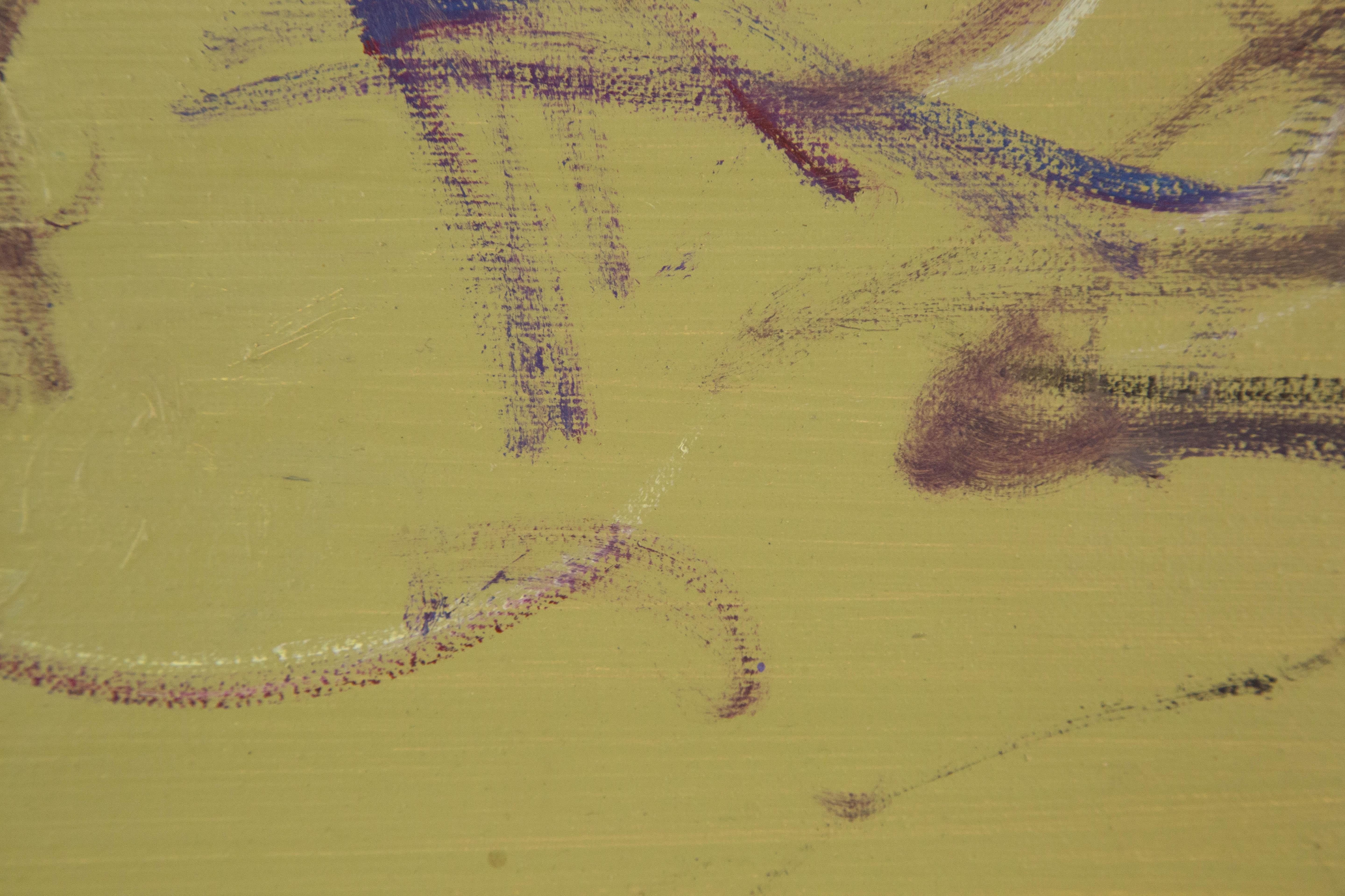Zhuo Ii Tier Original Ölgemälde auf Leinwand „ Vogel – Olivgrün“ im Angebot 6