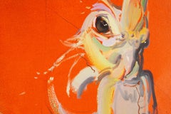 Zhuo Ii Animal Original Oil On Canvas "Bird - Red"