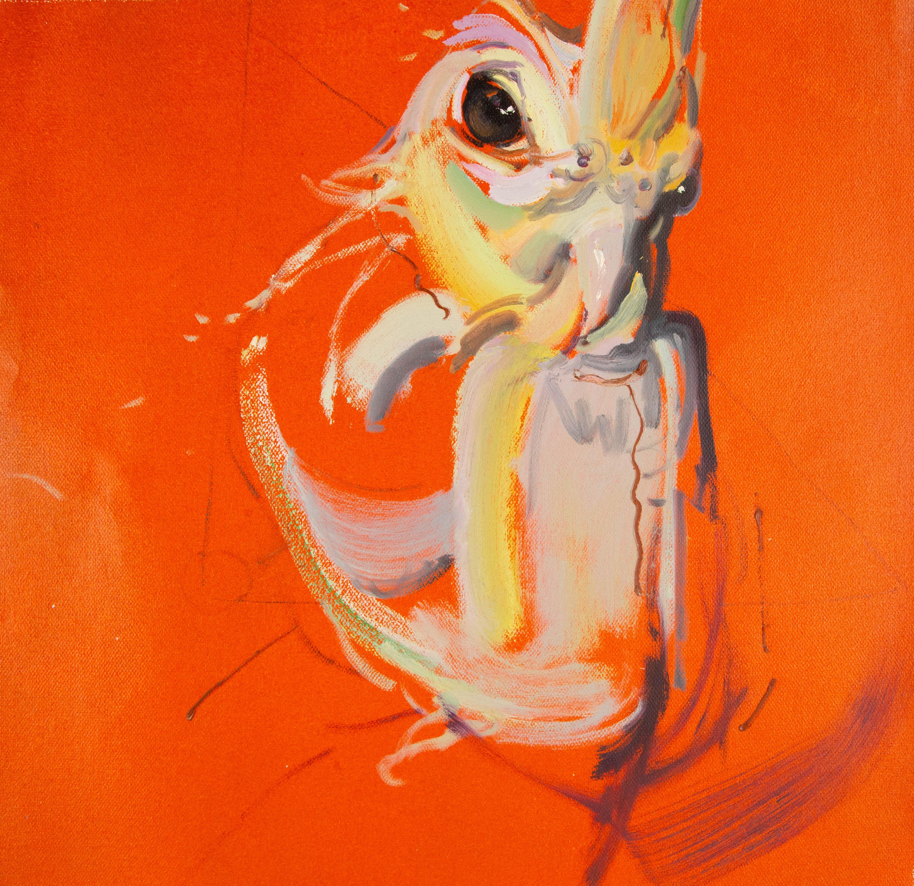 Title: Bird - Red
 Medium: Oil on canvas
 Size: 20 x 20 inches
 Frame: Framing options available!
 Condition: The painting appears to be in excellent condition.
 Note: This painting is unstretched, shipped rolled unless stretching/framing is