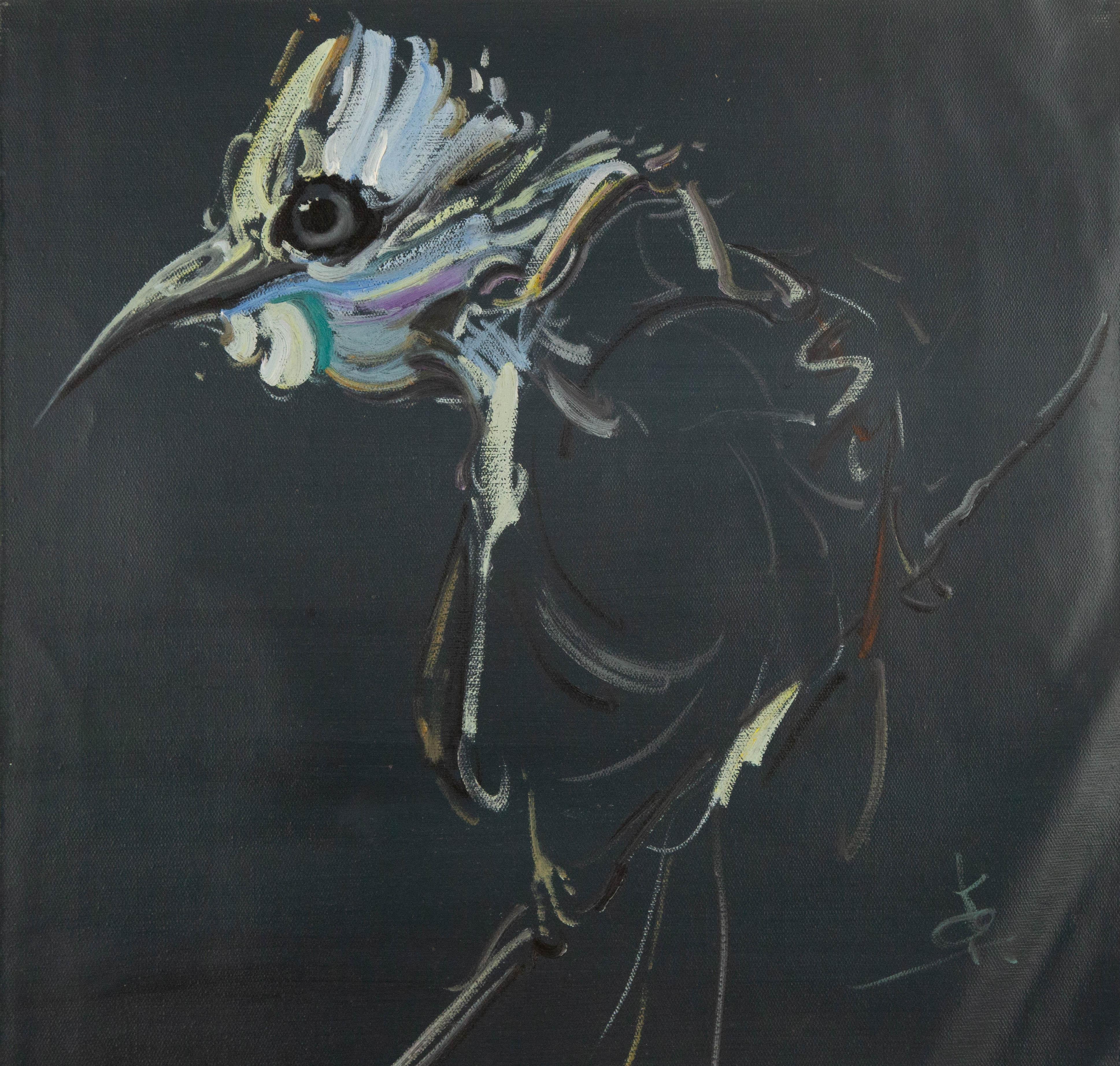 Title: Bird Series - Navy Blue
 Medium: Oil on canvas
 Size: 19 x 20 inches
 Frame: Framing options available!
 Condition: The painting appears to be in excellent condition.
 Note: This painting is unstretched,shipped rolled unless