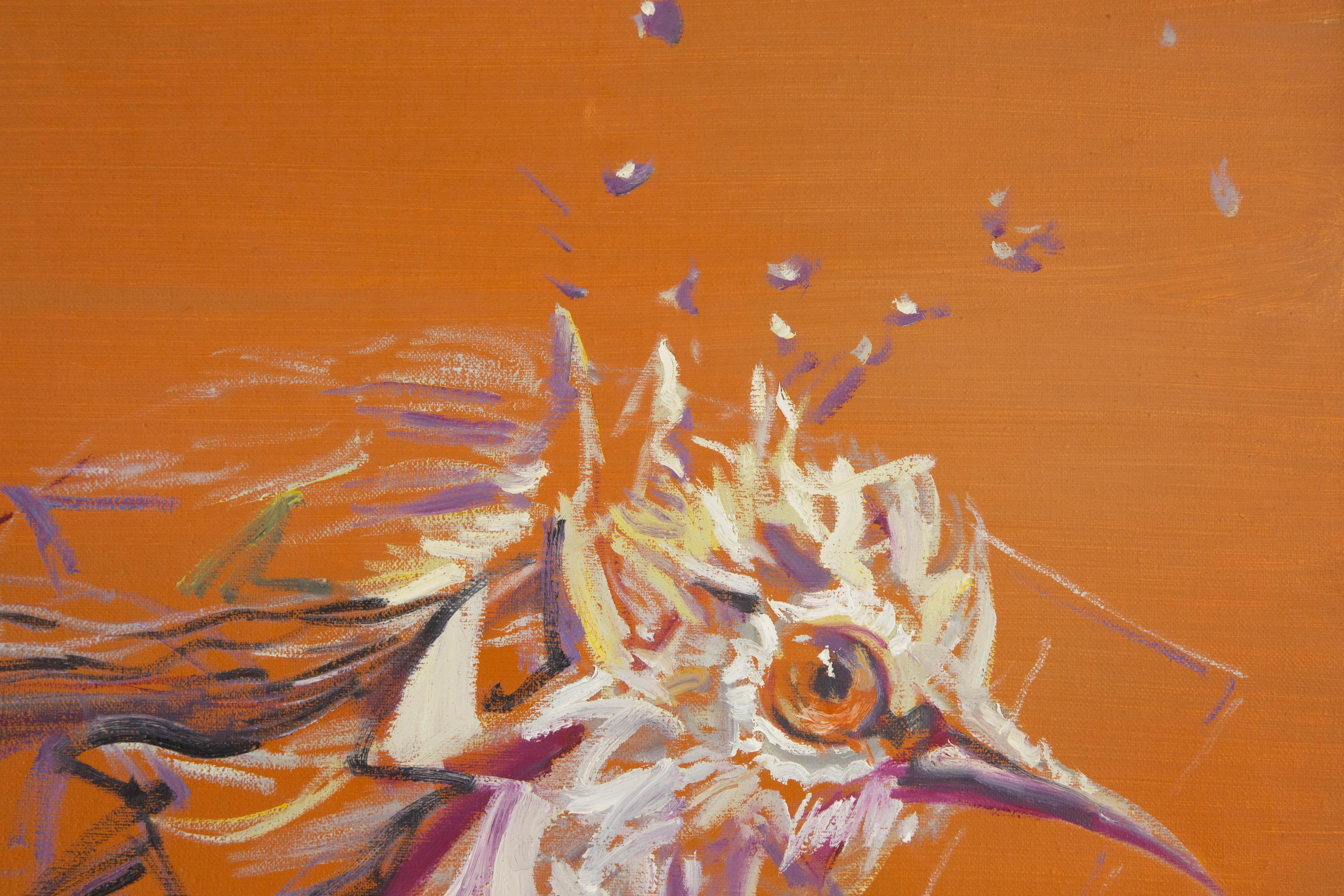 Zhuo Ii Tier Original Ölgemälde auf Leinwand „ Vogelserie – orange“ im Angebot 1