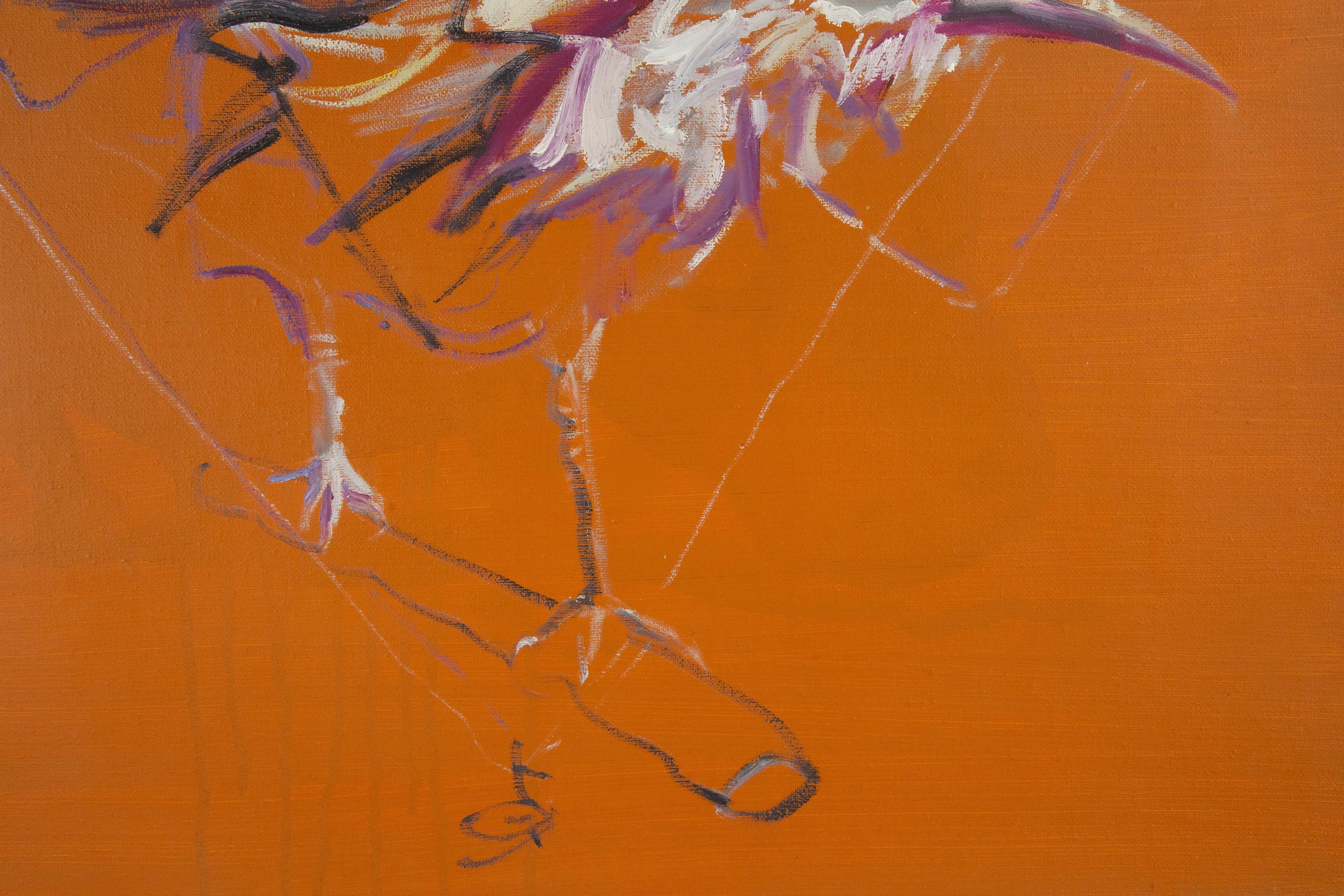Zhuo Ii Tier Original Ölgemälde auf Leinwand „ Vogelserie – orange“ im Angebot 2