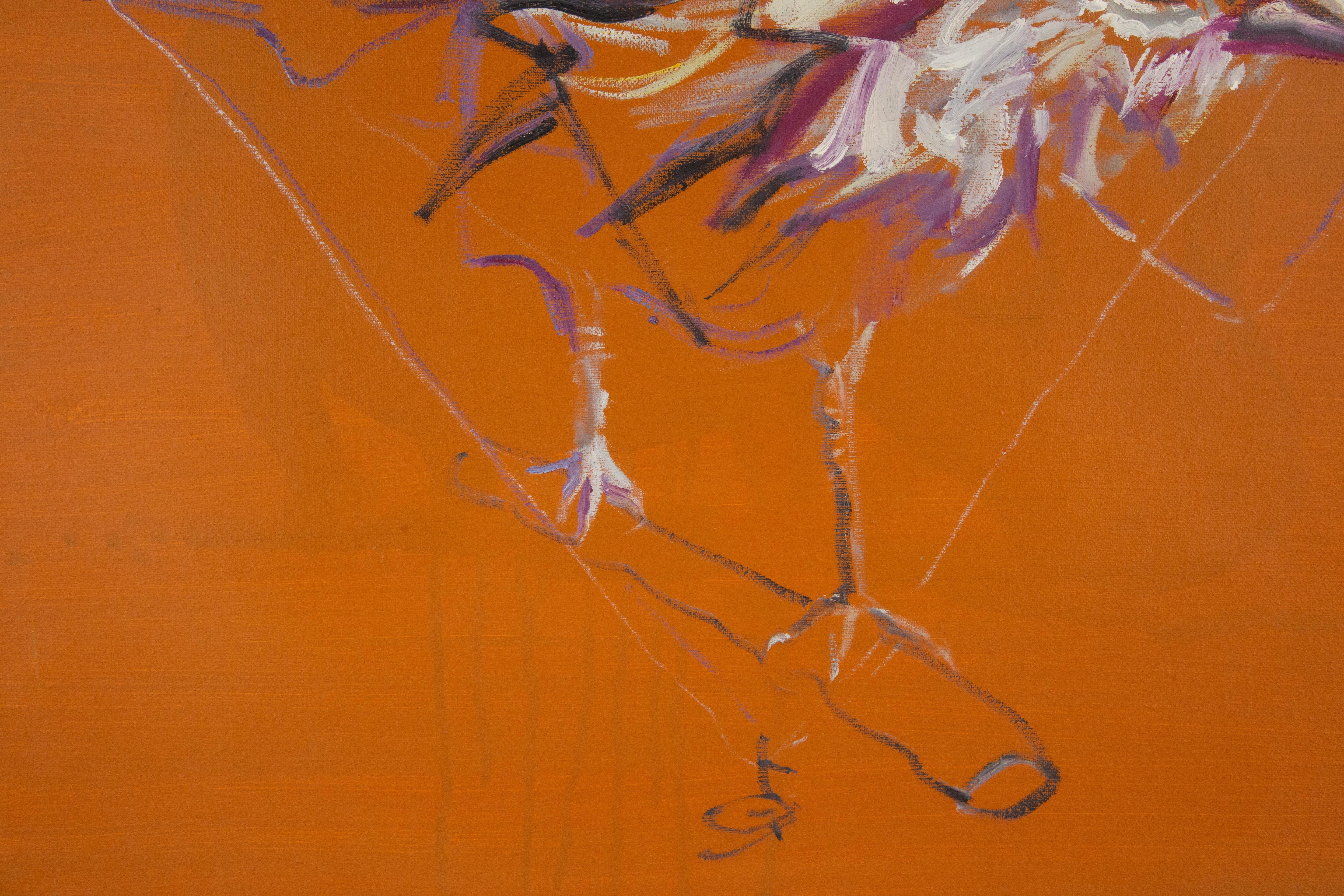 Zhuo Ii Tier Original Ölgemälde auf Leinwand „ Vogelserie – orange“ im Angebot 4