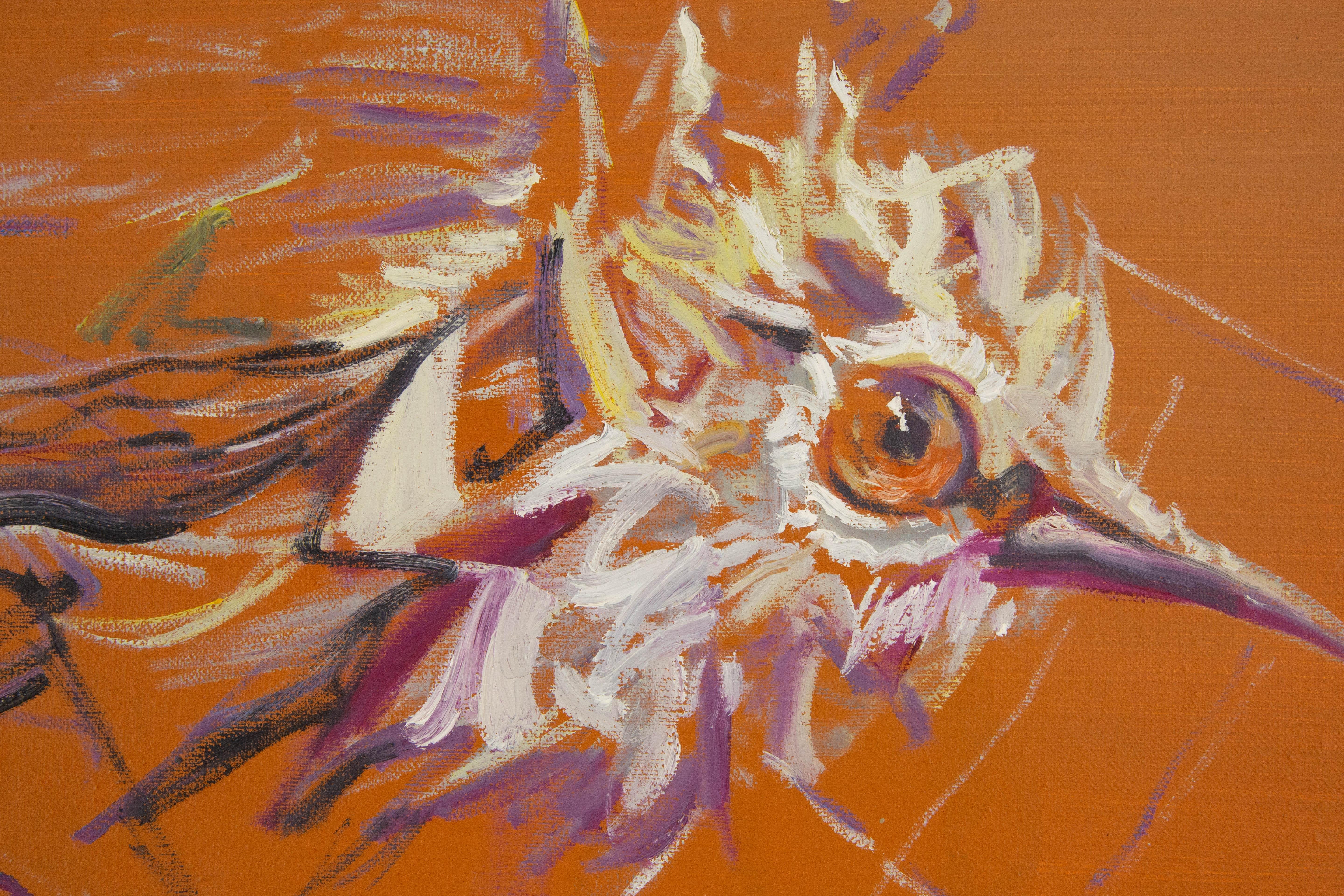 Zhuo Ii Tier Original Ölgemälde auf Leinwand „ Vogelserie – orange“ im Angebot 5