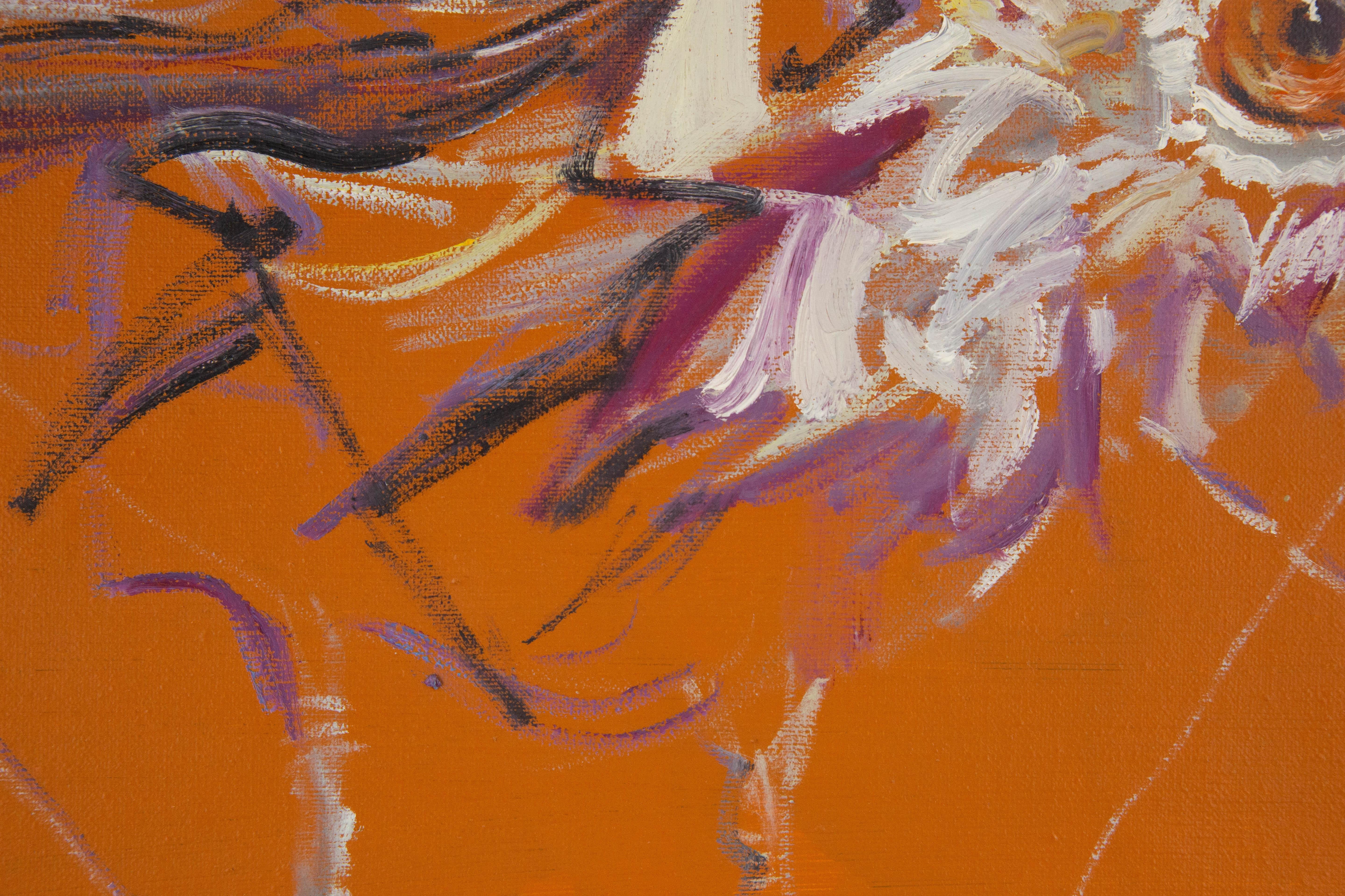 Zhuo Ii Tier Original Ölgemälde auf Leinwand „ Vogelserie – orange“ im Angebot 6