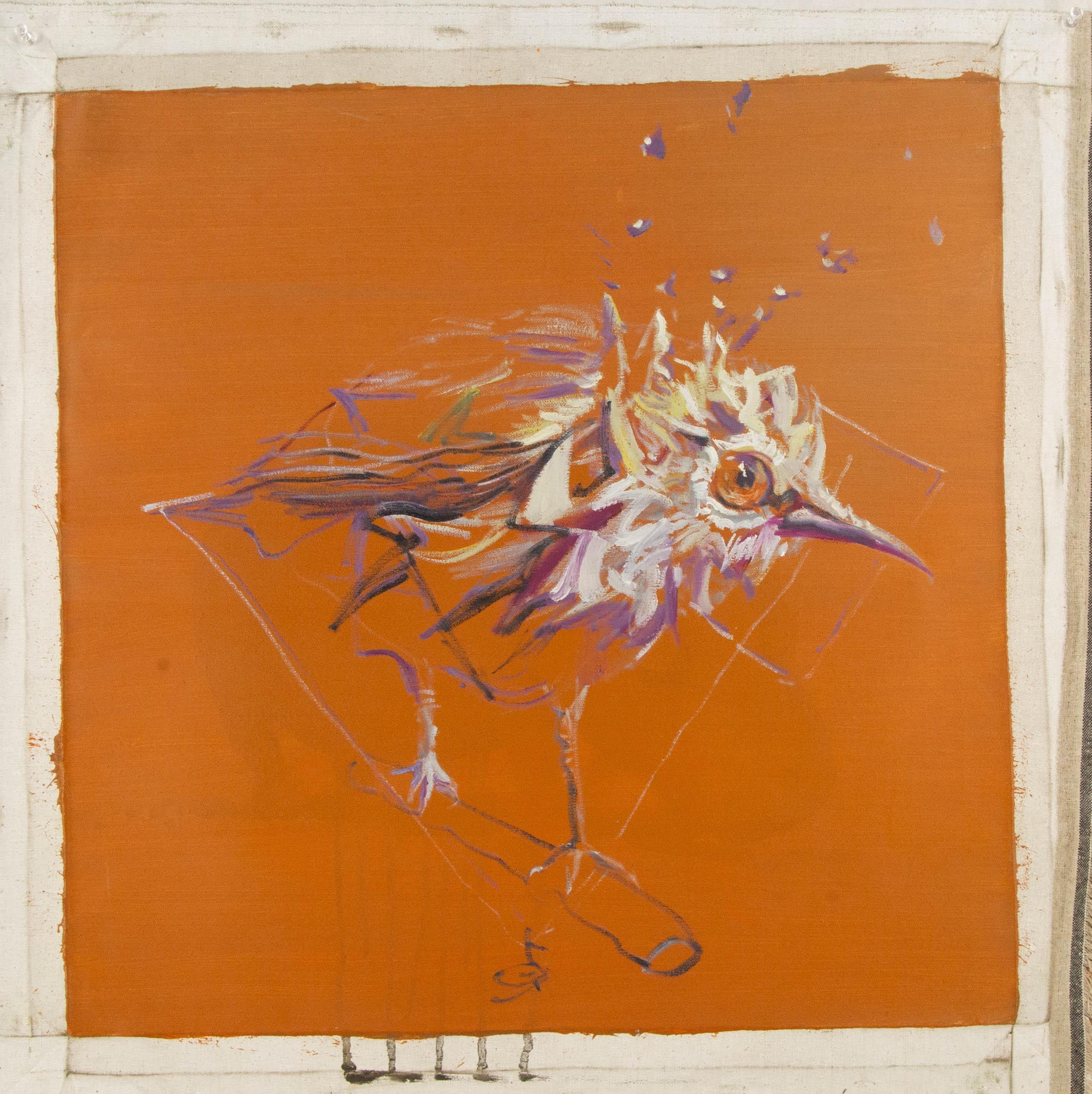Zhuo Ii Tier Original Ölgemälde auf Leinwand „ Vogelserie – orange“ im Angebot 8