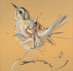 Zhuo Ii Animal Original Oil On Canvas "Bird Series - Sparrow"
