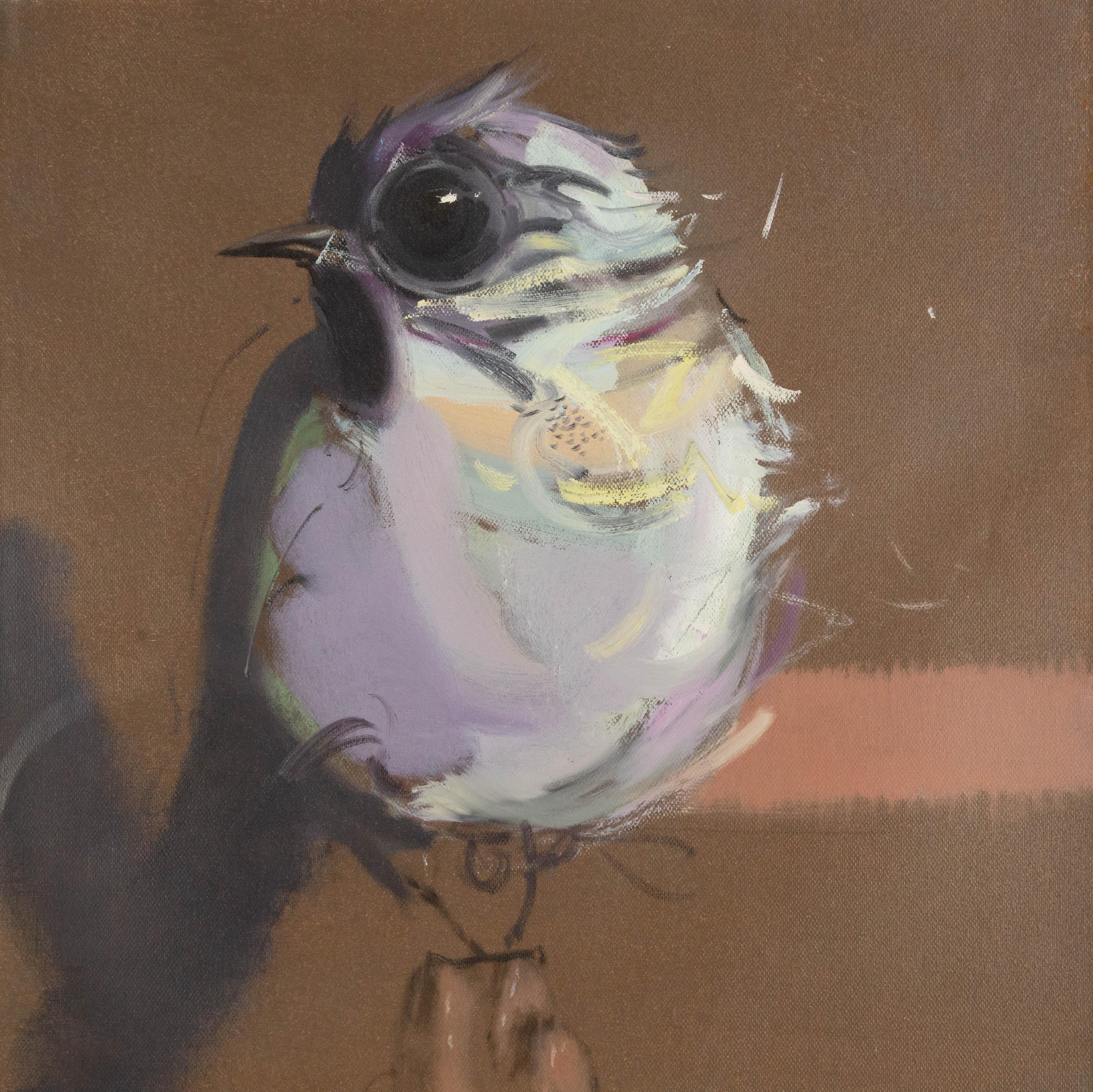  Title: Bird Series - Warbler
 Medium: Oil on canvas
 Size: 20 x 20 inches
 Frame: Framing options available!
 Condition: The painting appears to be in excellent condition.
 Note: This painting is unstretched
 Year: 2000 Circa
 Artist: Zhuo Ii
