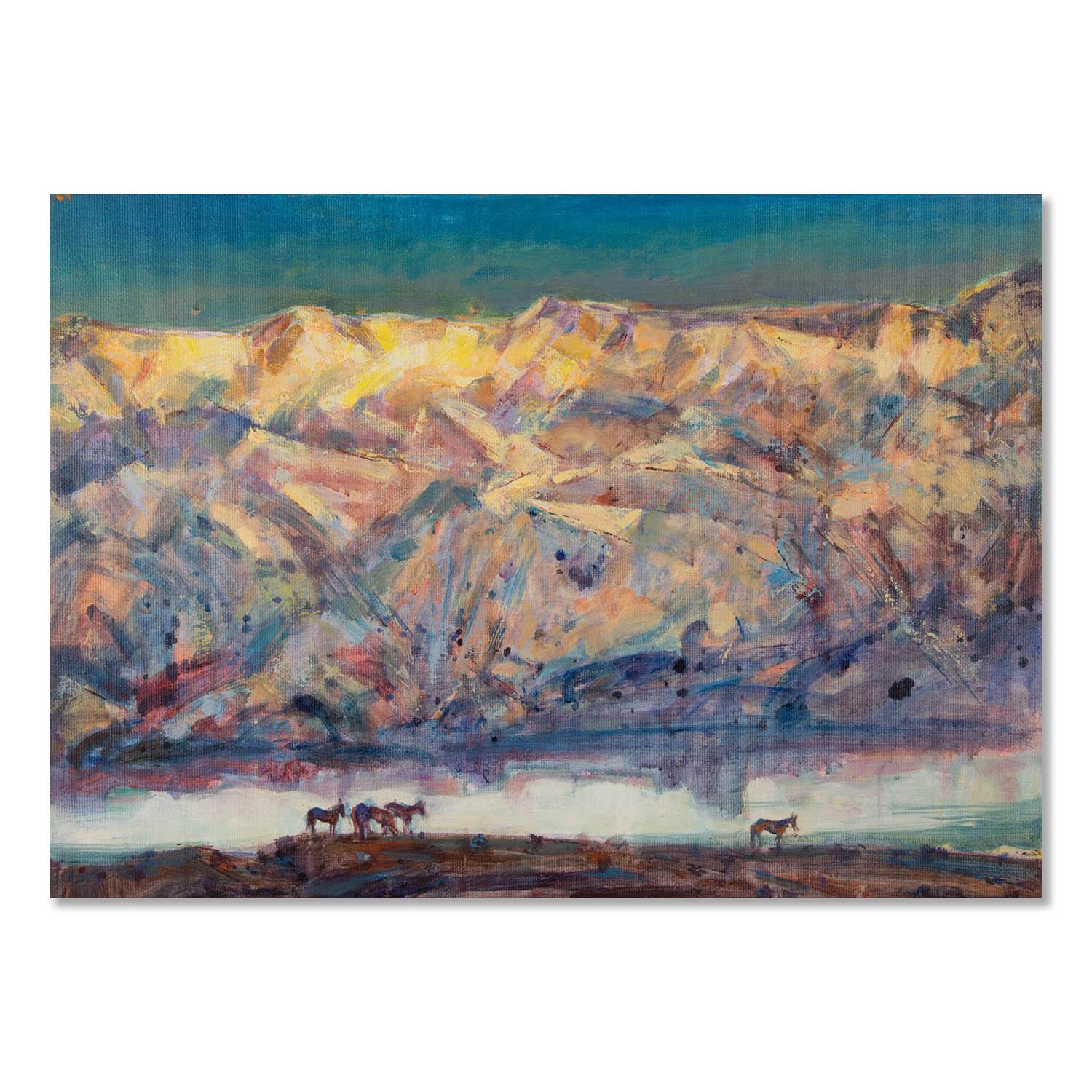  Title: Overlooking The Land 2
 Medium: Oil on canvas
 Size: 19 x 27 inches
 Frame: Framing options available!
 Condition: The painting appears to be in excellent condition.
 
 Year: 2000 Circa
 Artist: Zi Ding
 Signature: Signed
 Signature
