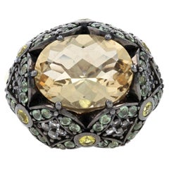Ziba by Le Vian Citrine & Topaz Ring Sterling, 925 Oval 8.73ctw Floral