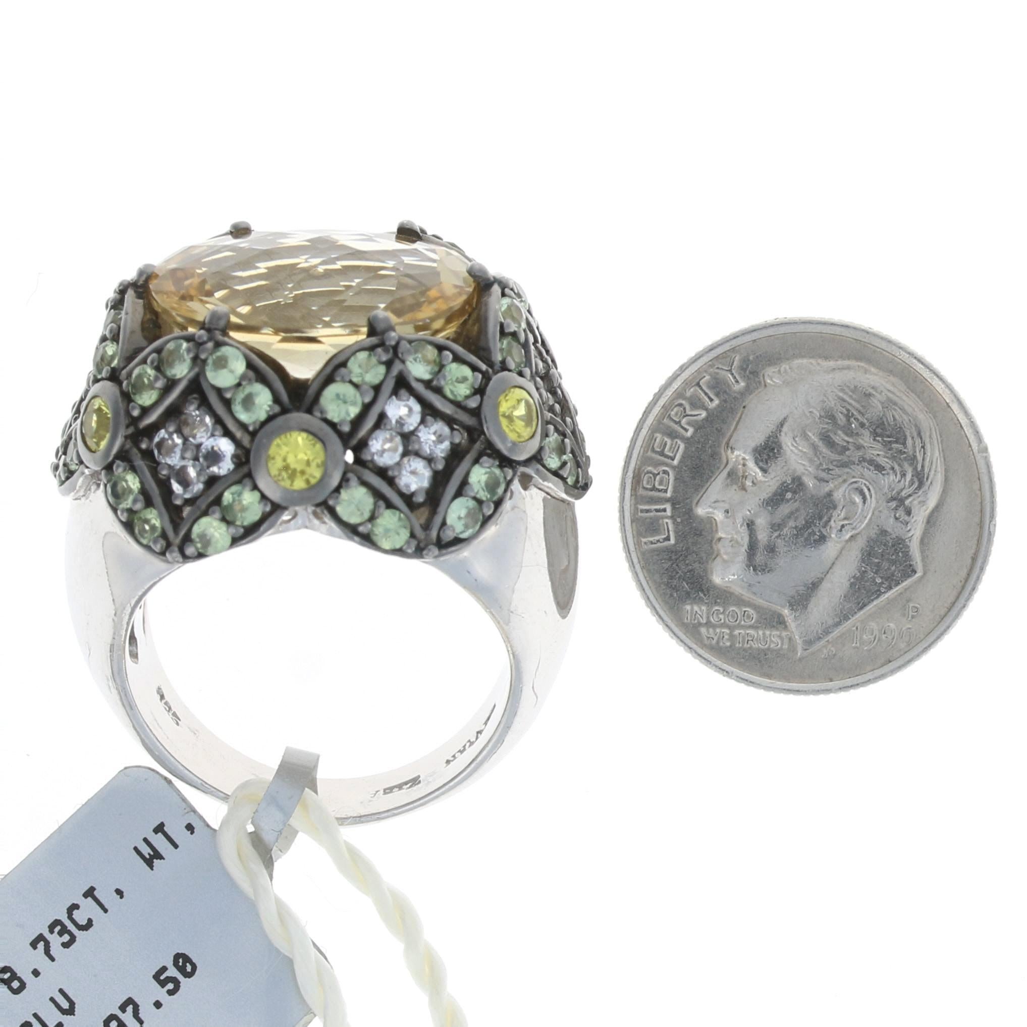 De las mujeres Ziba by Le Vian Anillo Citrino y Topacio Esterlina, 925 Oval 8.73ctw Floral en venta