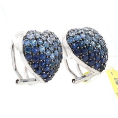 Ziba by Le Vian Ombr Sapphire Heart Large Stud Earrings Sterling 925 10.00ctw