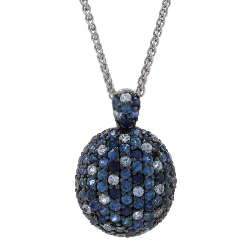 Ziba by Le Vian Ombr√ Sapphire Pendant Necklace Sterling 925 Round 6.29ctw For Sale